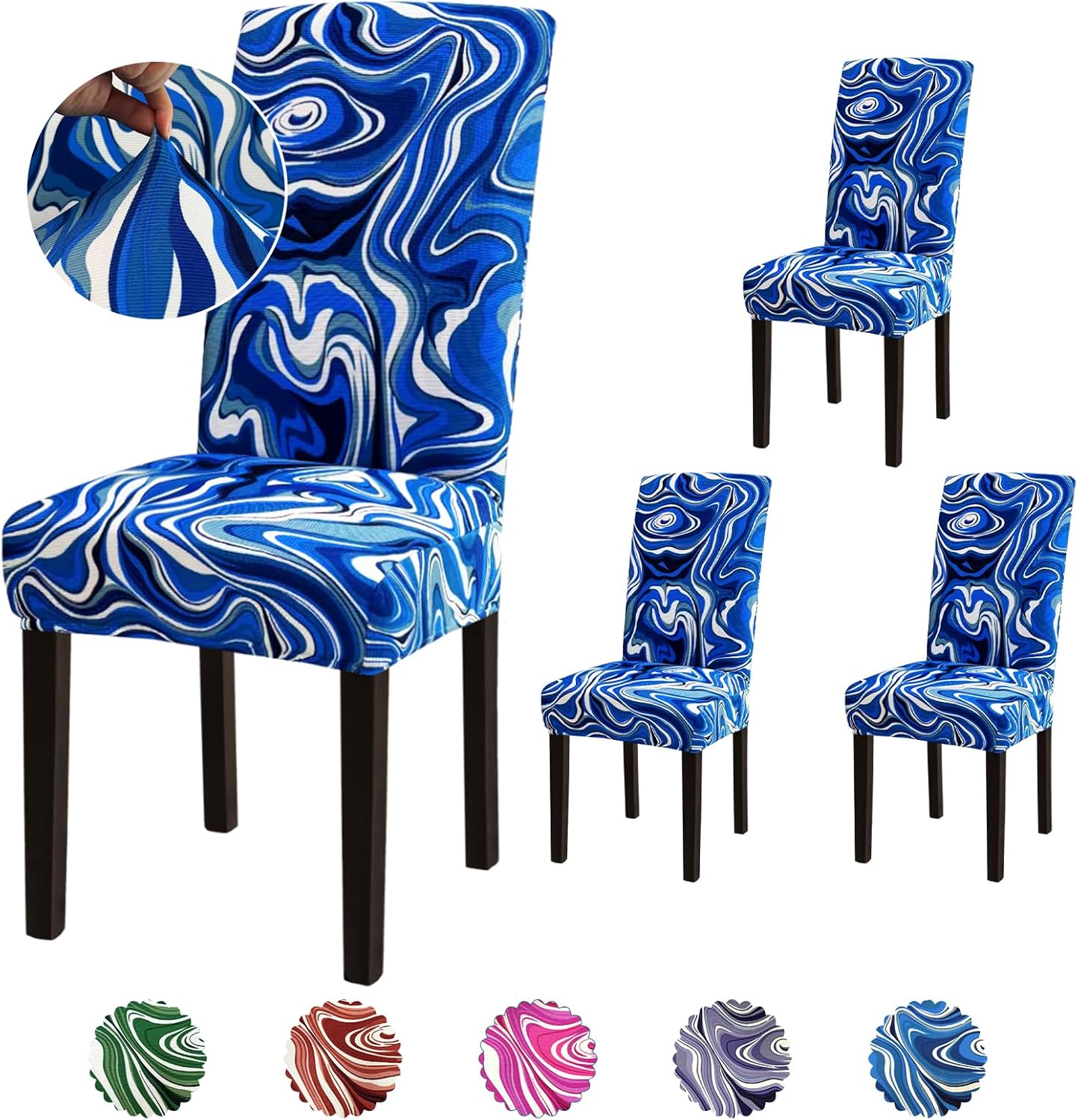 Stretch Dining Room Chair Covers Set of 6, Removable Washable Chair Covers for Dining Chairs,Dining Room, Hotel, Ceremony