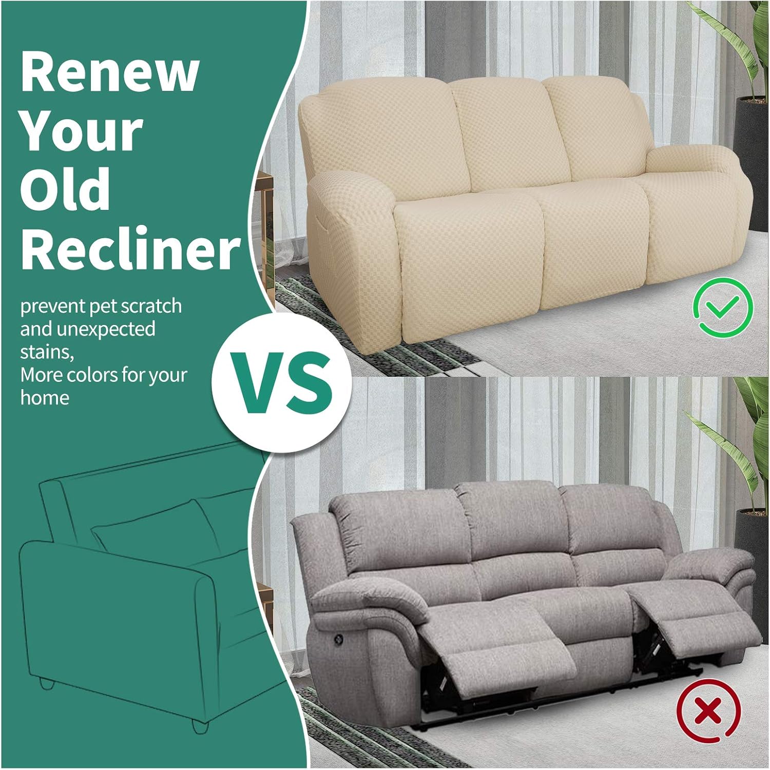 Stretch Loveseat Recliner Slipcover