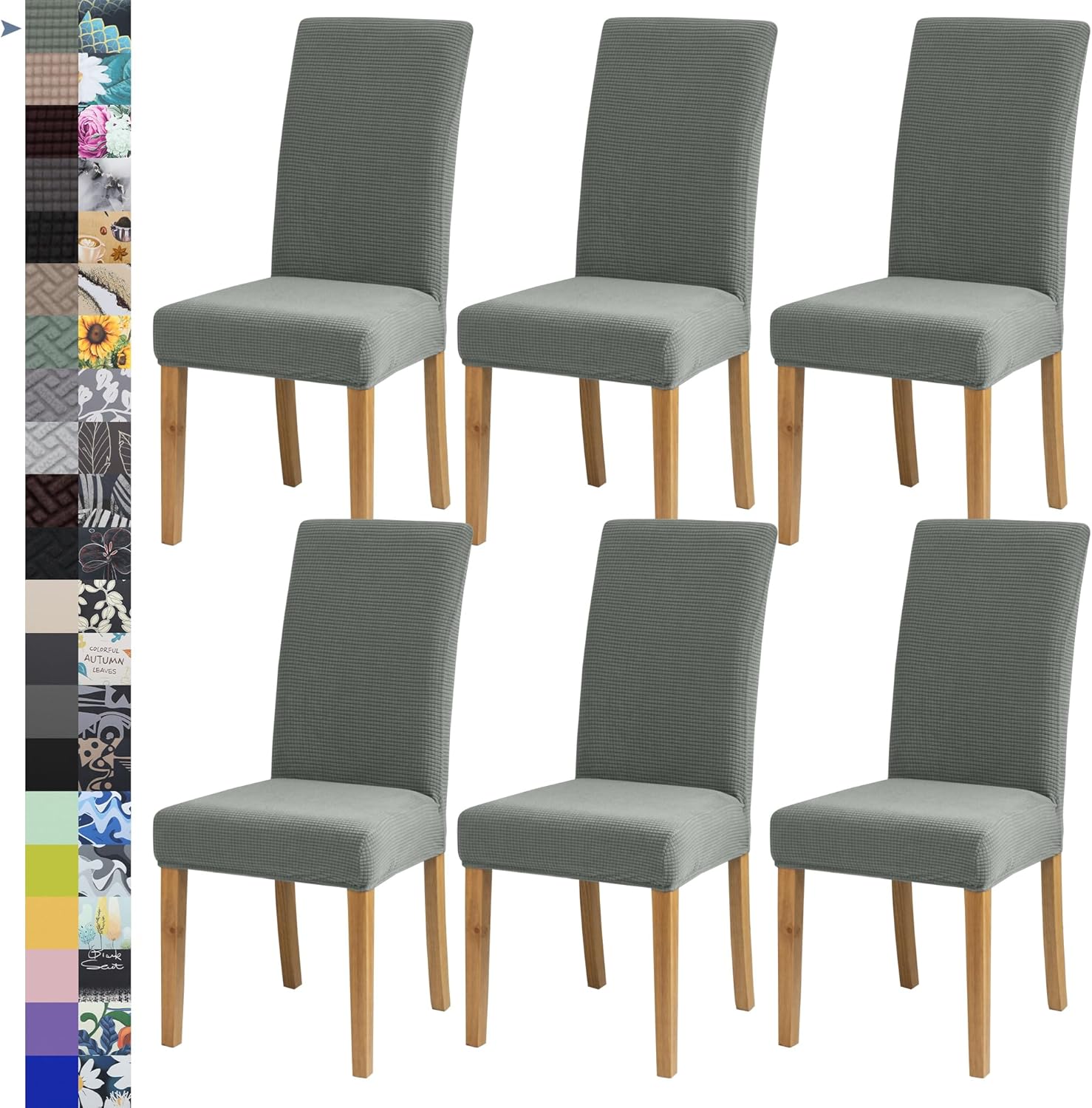 Dining Chair Cover,Dining Room Chair Covers Set of 6,Stretch Kitchen Chair Cover,Washable Dining Chair Cover,Parsons Chair Slipcovers Protective,for Home,Restaurant,Banquet(Gray)