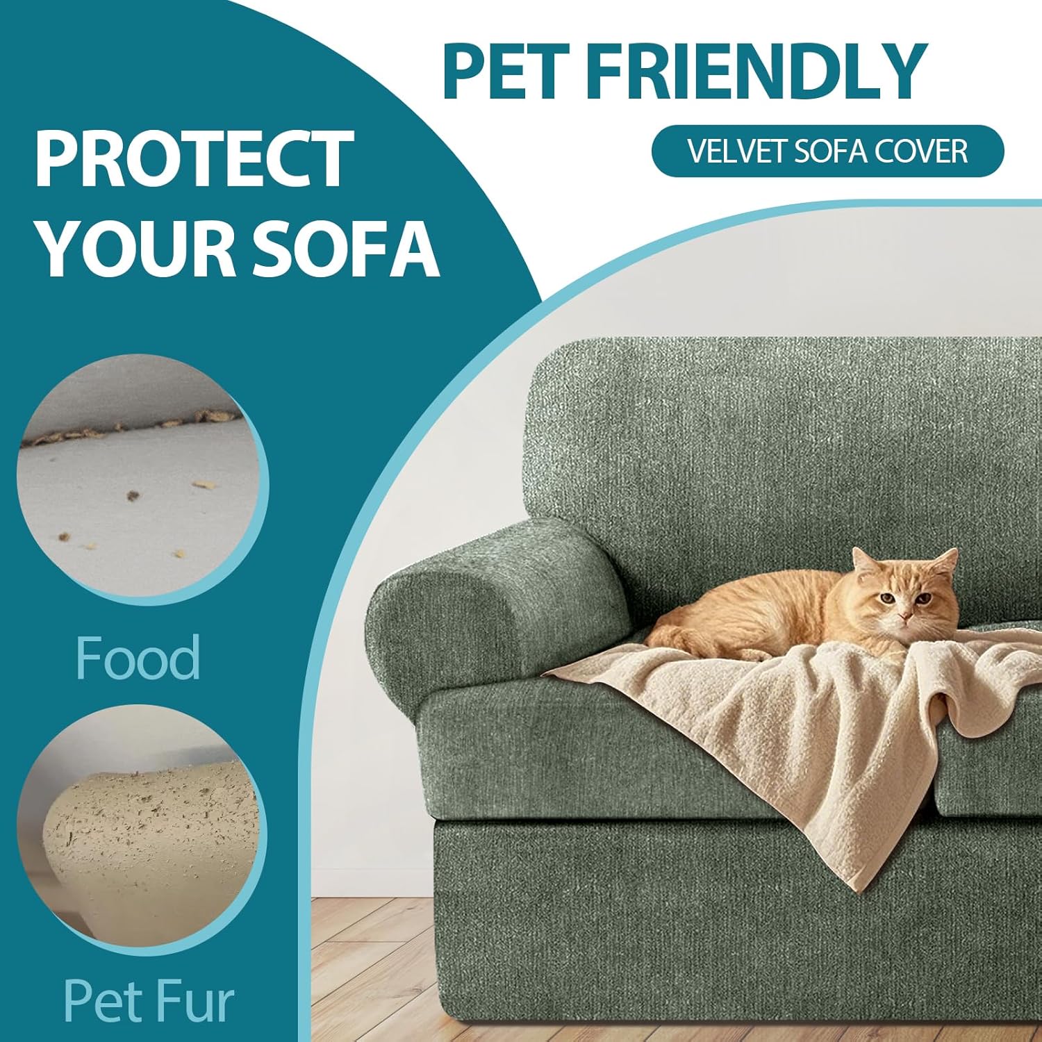 2 Pieces T Cushion Chair Covers