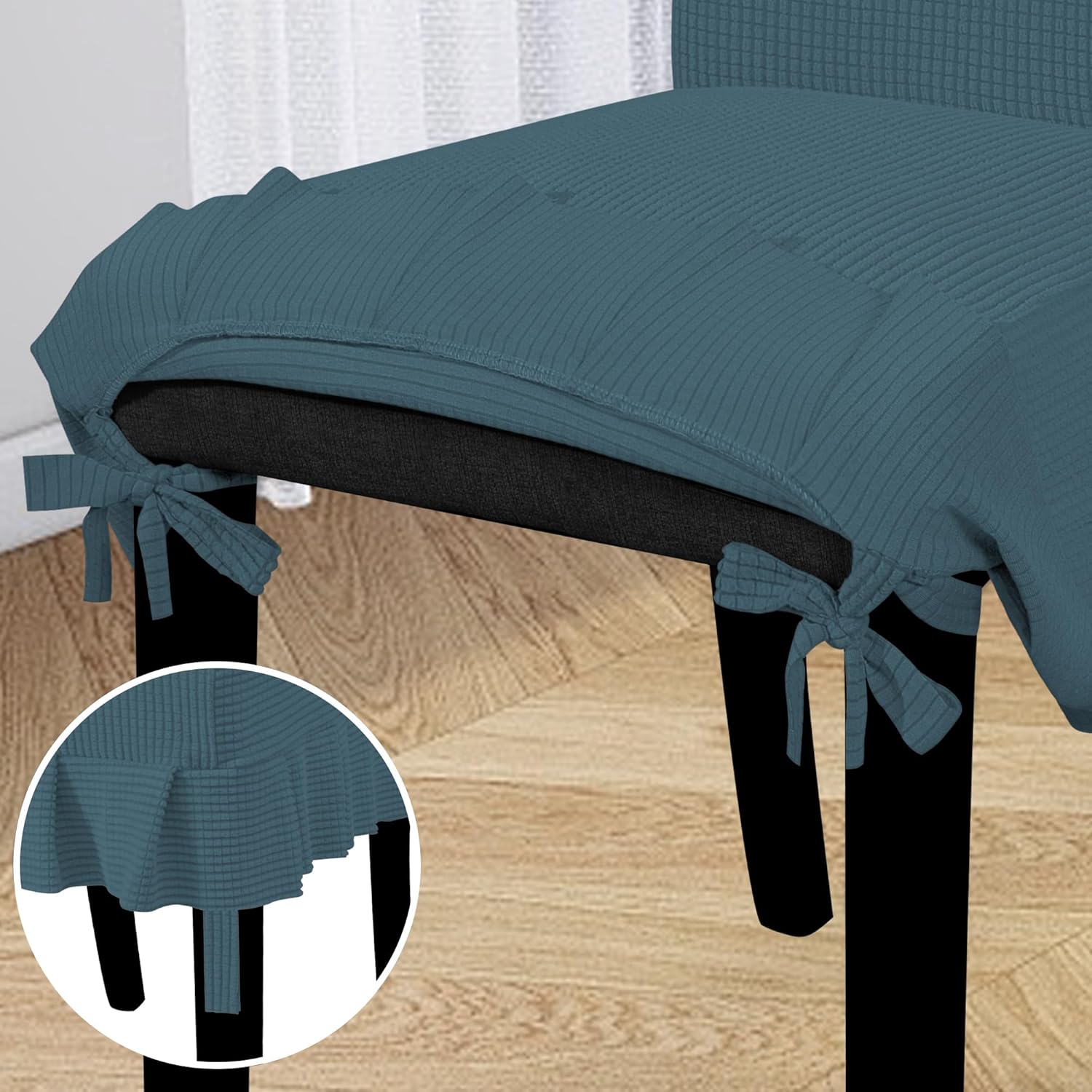 Easy-Going Dining Chair Covers Stretch Parsons Chair Slipcover with Skirt Chair Covers for Dining Room Restaurant Banquet (2 PCS, Light Gray)