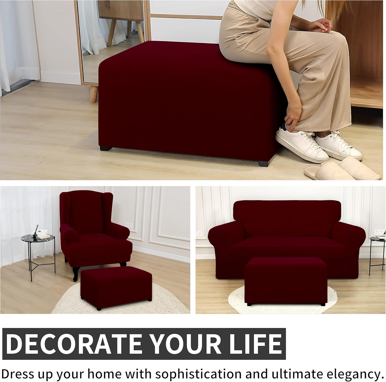 Dual Waterproof Stretch Ottoman Cover