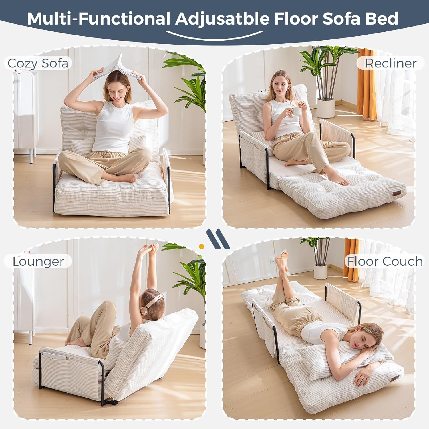 Adjustable Floor Sofa Couch with Pillow