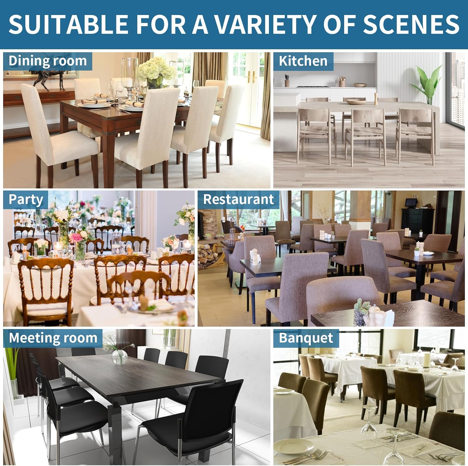 Stretch Dining Room Chair Covers Set of 6, Removable Washable Chair Covers for Dining Chairs,Dining Room, Hotel, Ceremony