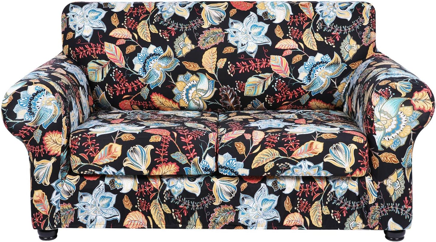 hyha Couch Covers, Chair/Sofa Covers, Floral Pattern, Stretch, Printed, 2 Pieces, Armchair Slipcover, Separate Couch Cushion Slipcover, Furniture Protector for Dogs(Armchair, Paisley Floral)