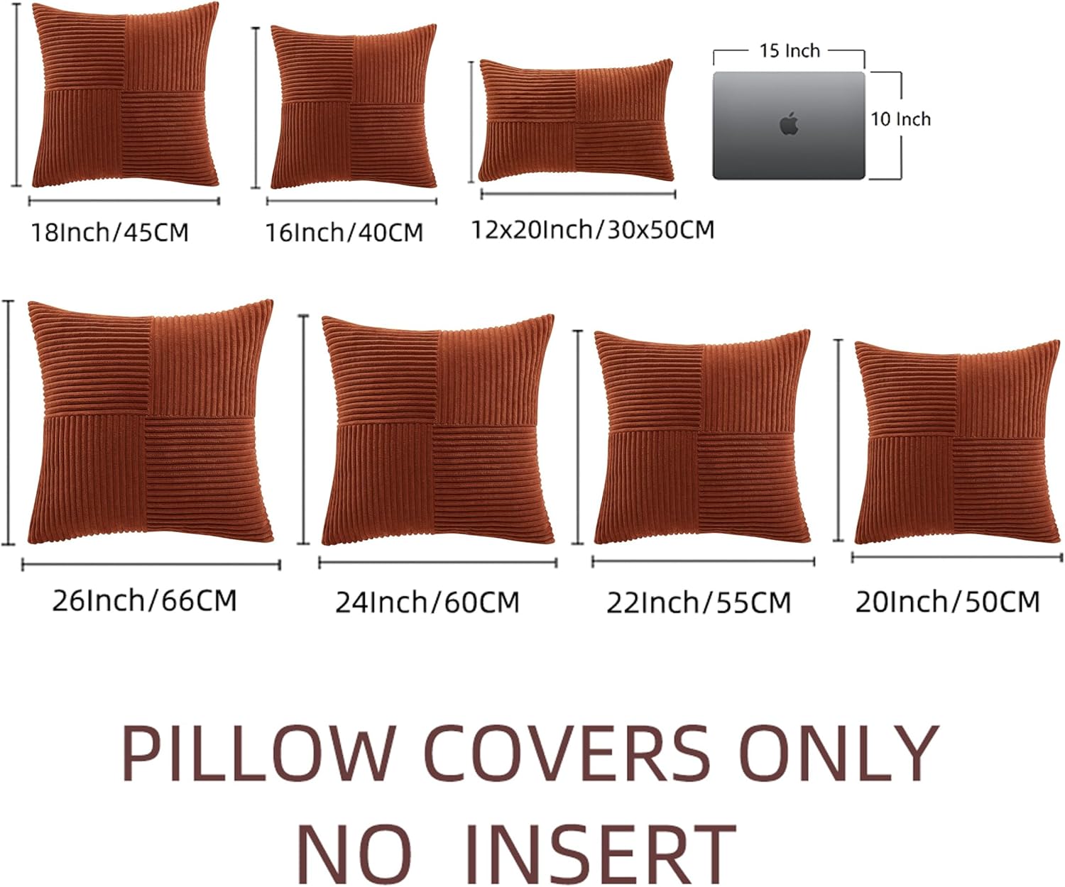 2 Packs Rust Boho Decorative Throw Pillow Covers