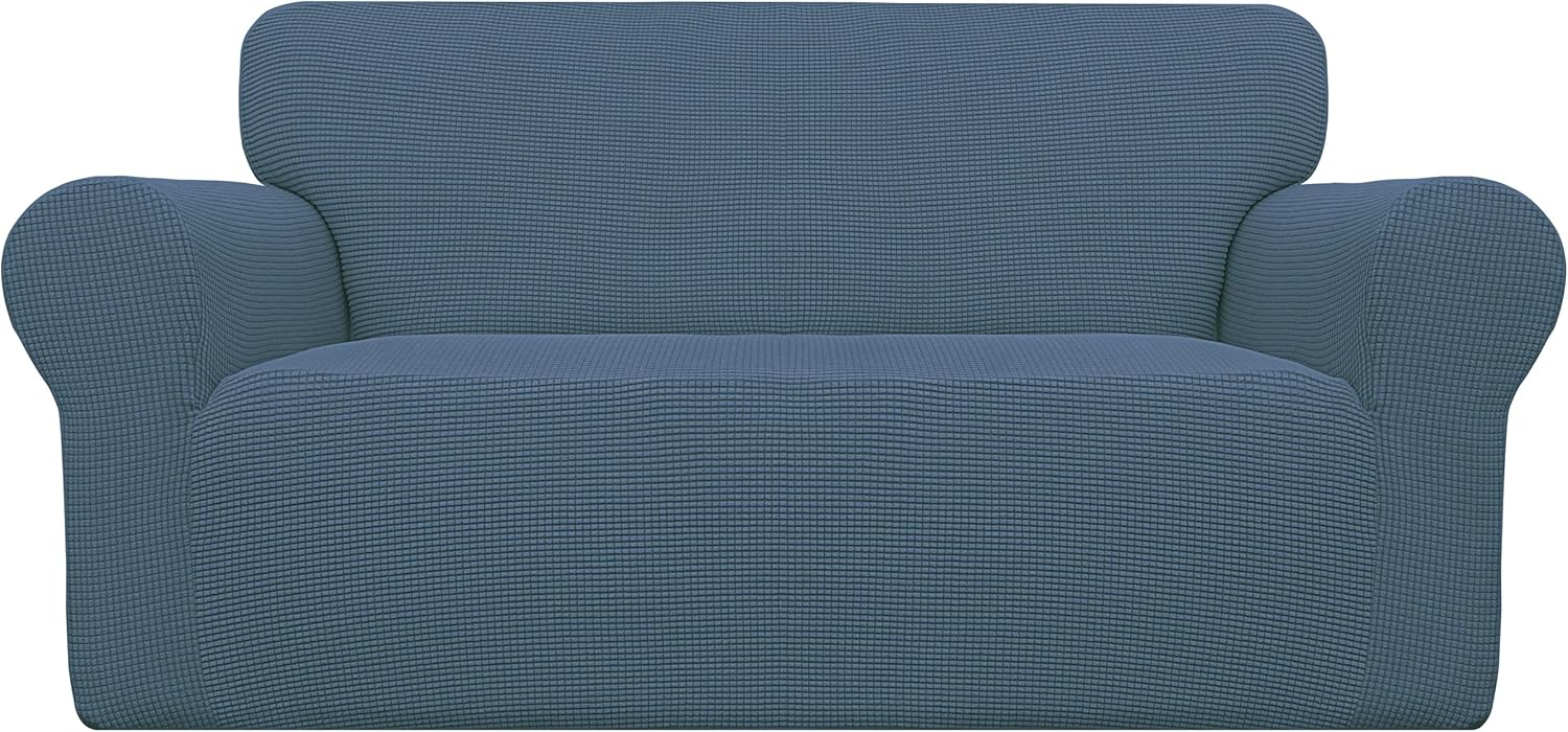 Easy-Going Stretch Chair Sofa Slipcover 1-Piece Couch Sofa Cover Furniture Protector Soft with Elastic Bottom for Kids, Pet. Spandex Jacquard Fabric Small Checks (Chair, Dark Gray)