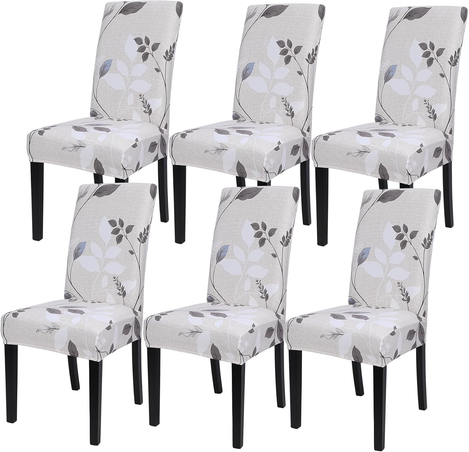 SearchI Chair Covers Slipcovers Set of 4, Spandex Super Fit Stretch Removable Washable Kitchen Parsons Protector for Dining Room,Hotel,Ceremony,Beige+Flowers