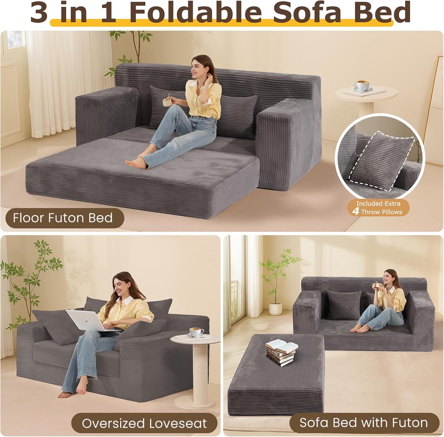 3 in 1 Loveseat Folding Couch