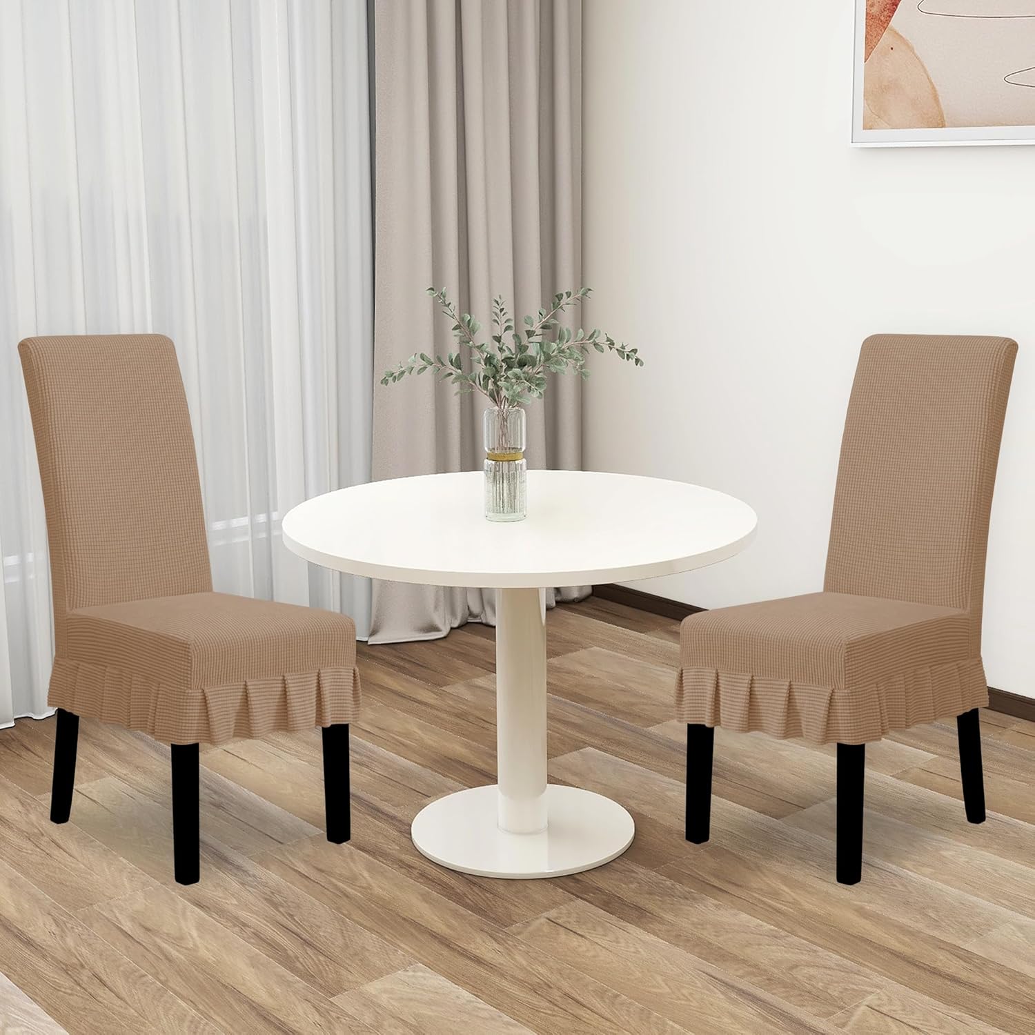 Easy-Going Dining Chair Covers Stretch Parsons Chair Slipcover with Skirt Chair Covers for Dining Room Restaurant Banquet (2 PCS, Light Gray)