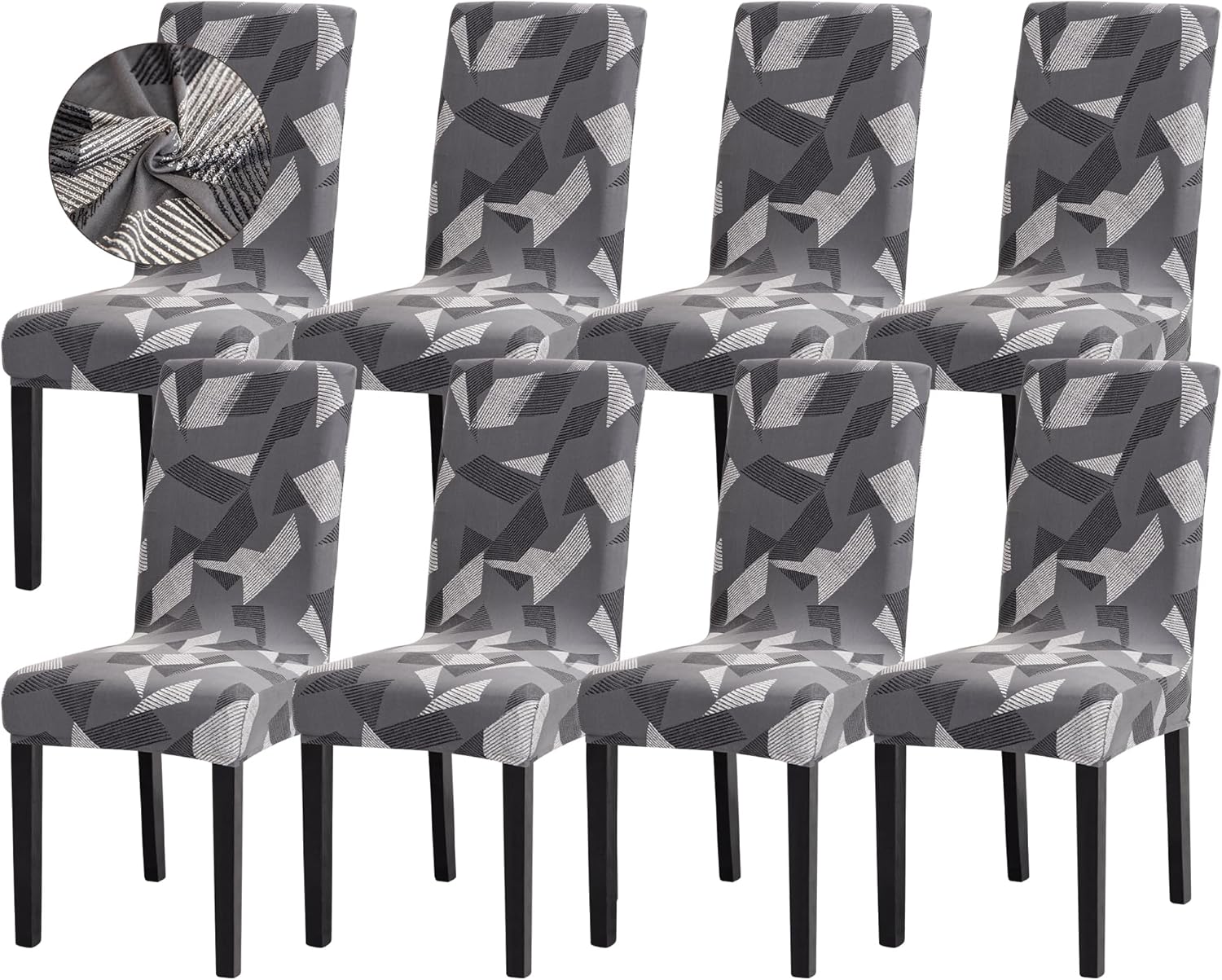 Sufdari Dining Chair Covers,Kitchen Cover,Parsons Slipcover,Spandex Protectors for Room Stretch Chairs Cover Set of 4 -Gray