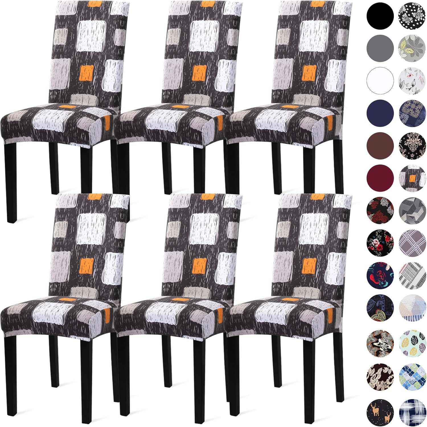 Sufdari Dining Chair Covers,Kitchen Cover,Parsons Slipcover,Spandex Protectors for Room Stretch Chairs Cover Set of 4 -Gray