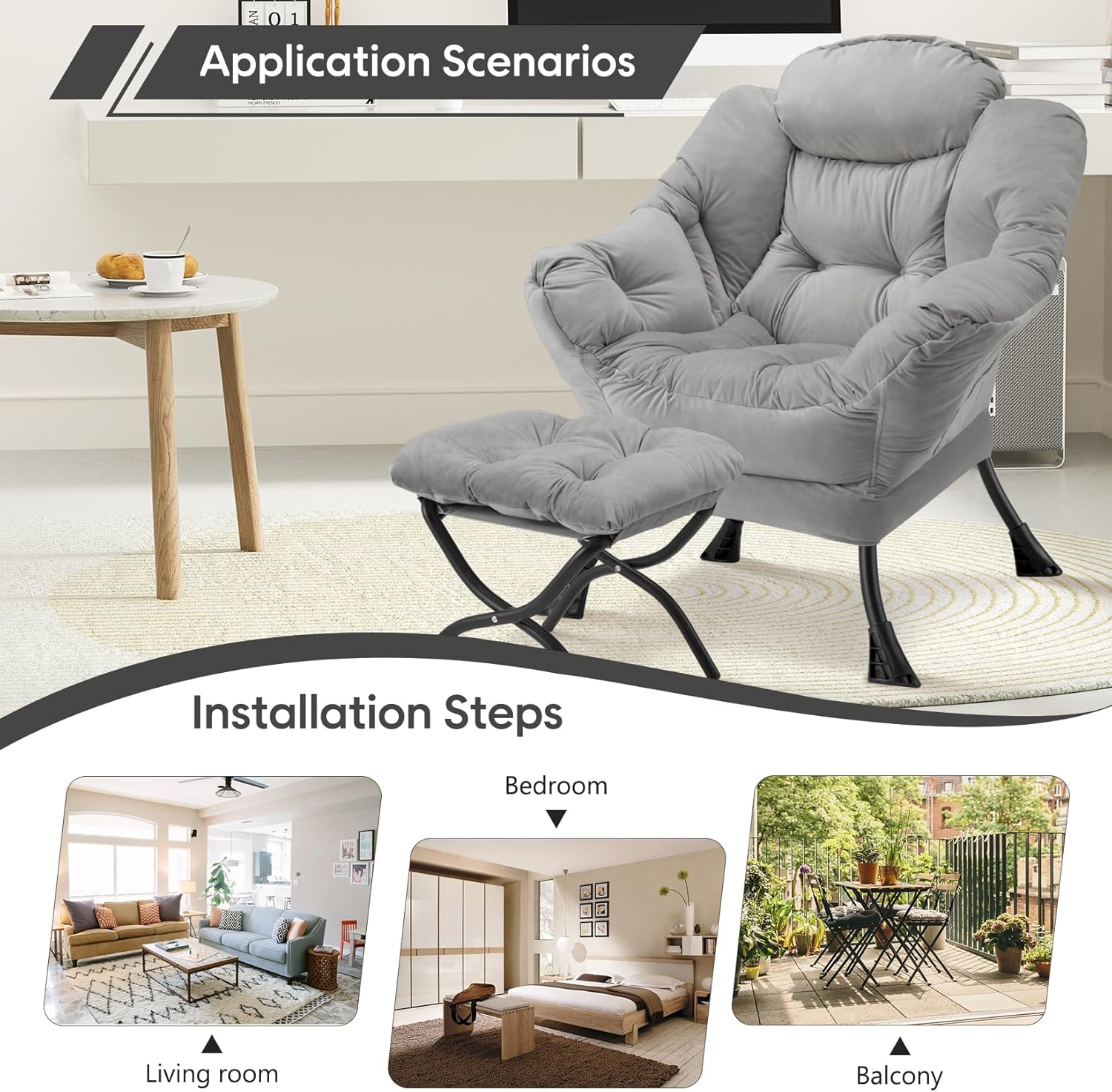 Lazy Chair with Folding Ottoman