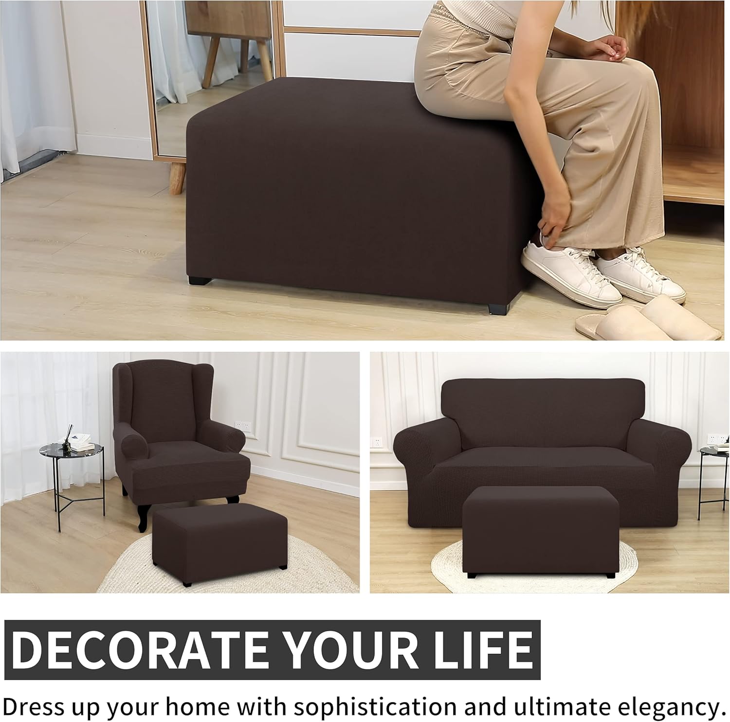 Dual Waterproof Stretch Ottoman Cover