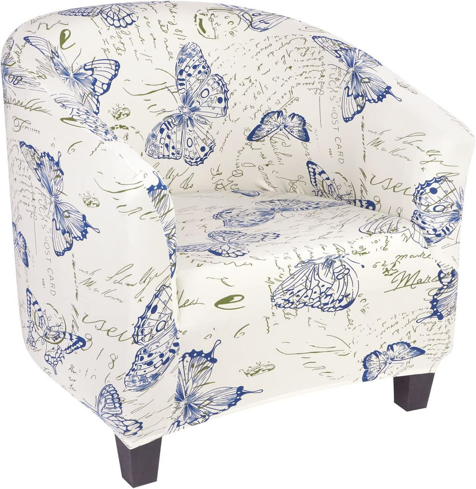 Club Chair Slipcover Stretch Barrel Chair Covers Printed Tub Chair Slipcovers Spandex Armchair Sofa Cover Removable Couch Furniture Protector Arm Chair Cover for Living Room (Dandelion)