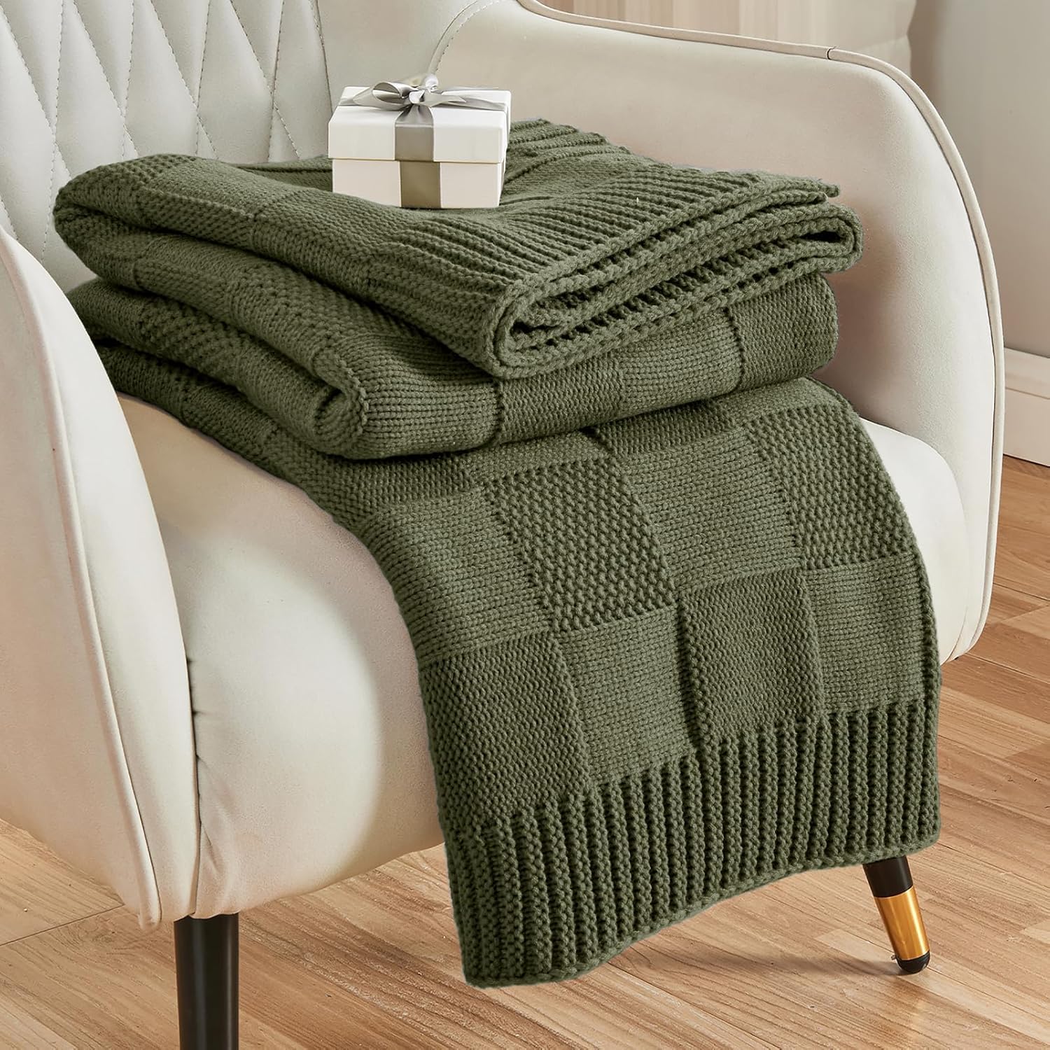 Check Knit Throw Blanket