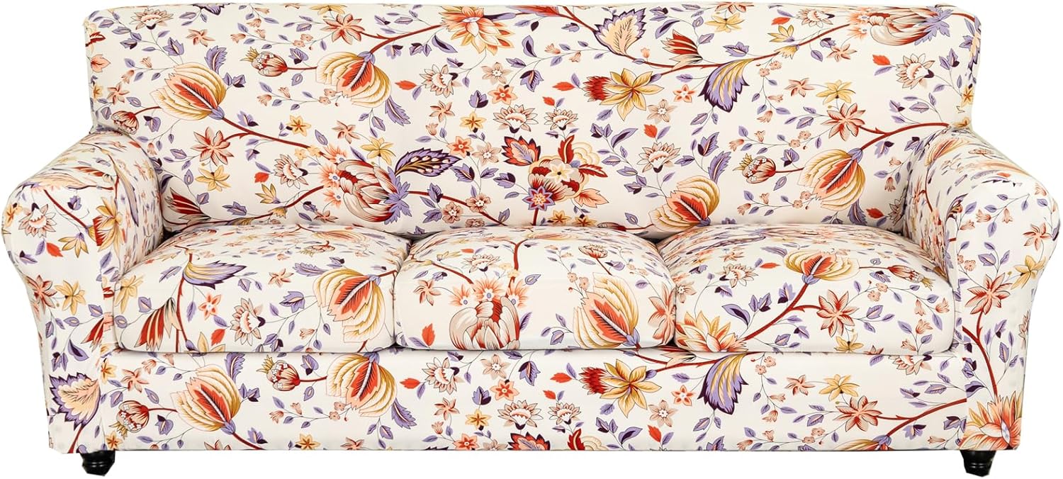 KRFOONN 2 Piece Chair Covers Printed Sofa Covers Couch Covers Washable Armchair Sofa Couch Slipcover Furniture Protector with Elastic Bottom for Living Room (Armchair, 23), Small