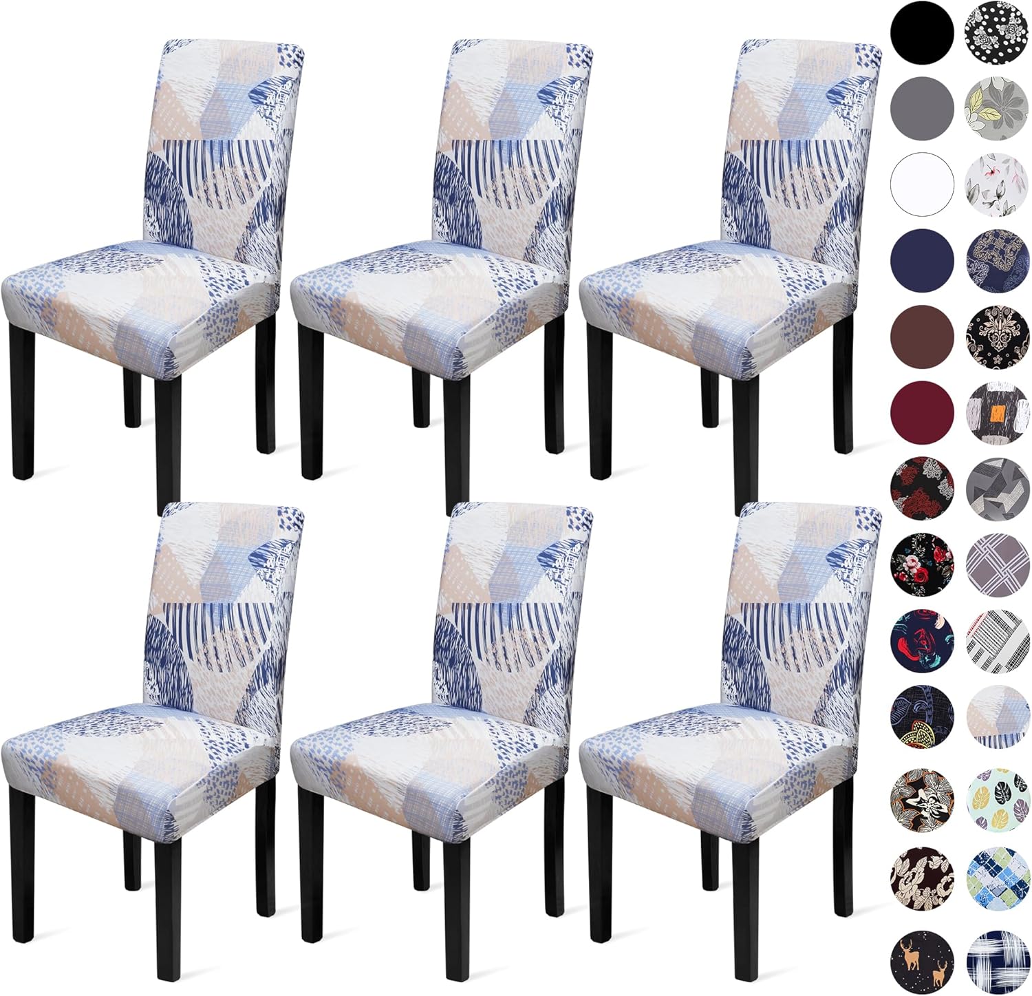 Sufdari Dining Chair Covers,Kitchen Cover,Parsons Slipcover,Spandex Protectors for Room Stretch Chairs Cover Set of 4 -Gray