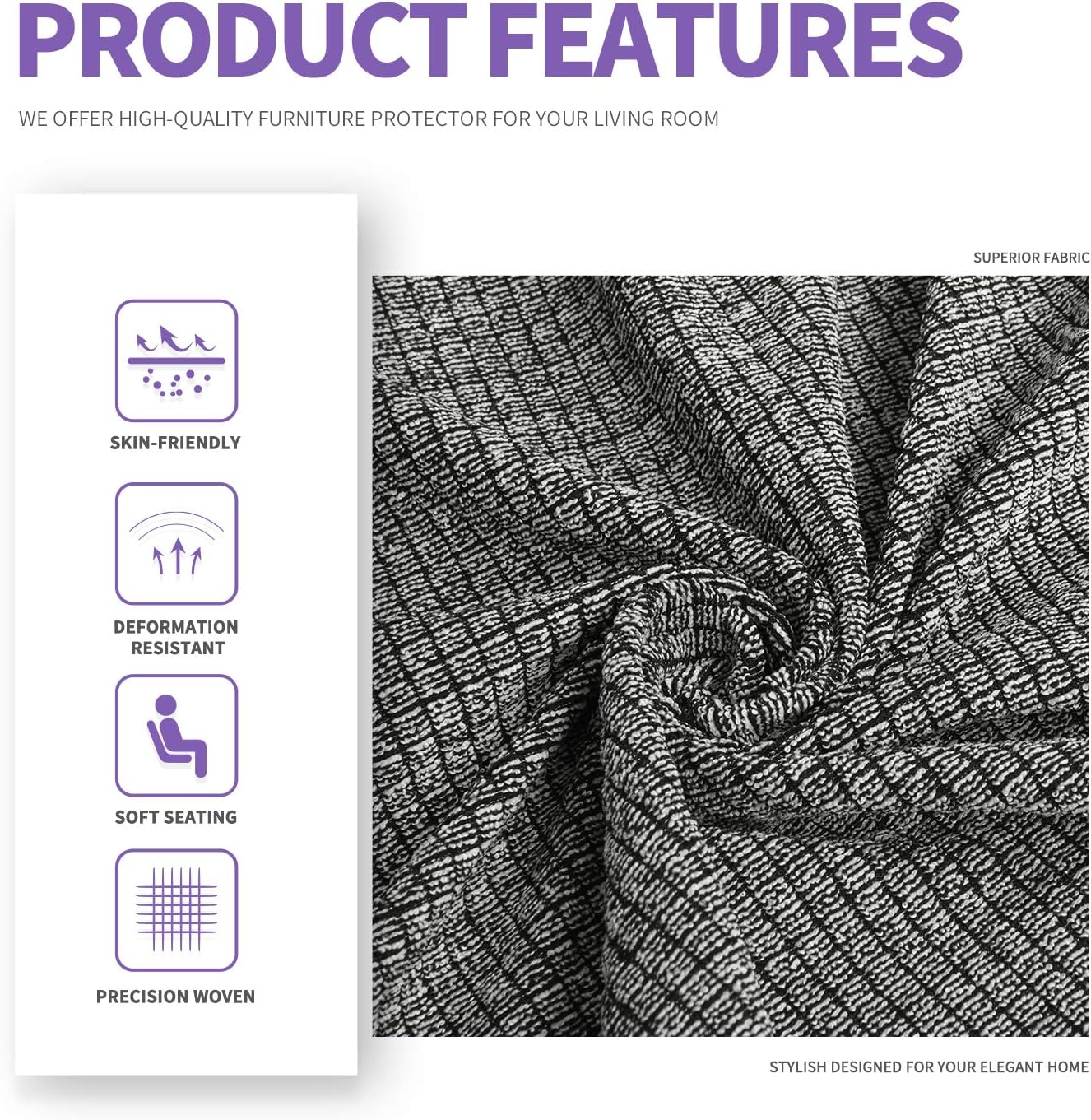 ZNSAYOTX Chair Slipcovers with Arms for Living Room High Stretchy Spandex Pet Friendly Armchair Furniture Protection Covers (Black and White, Chair)