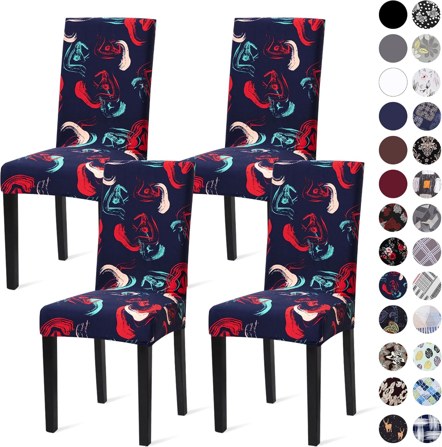 Sufdari Dining Chair Covers,Kitchen Cover,Parsons Slipcover,Spandex Protectors for Room Stretch Chairs Cover Set of 4 -Gray