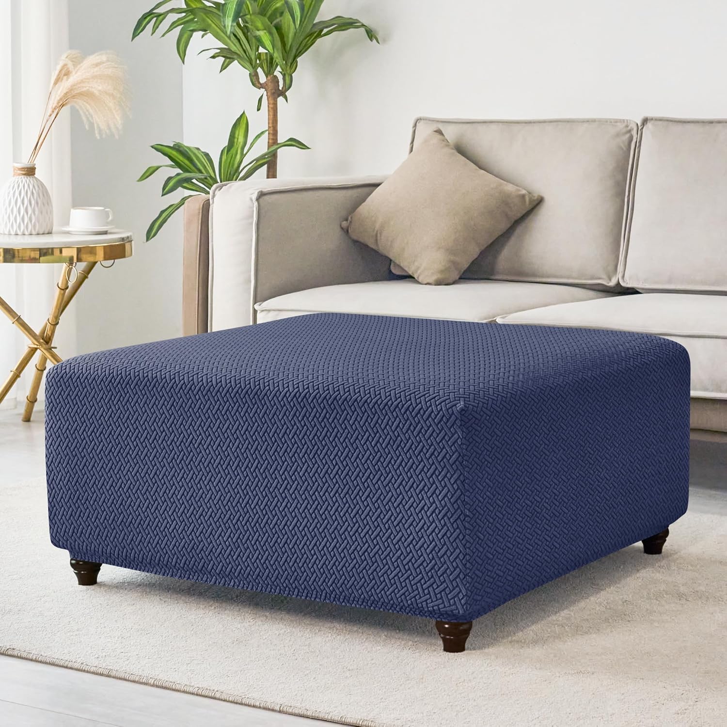 Stretch Knitted Jacquard Ottoman Cover