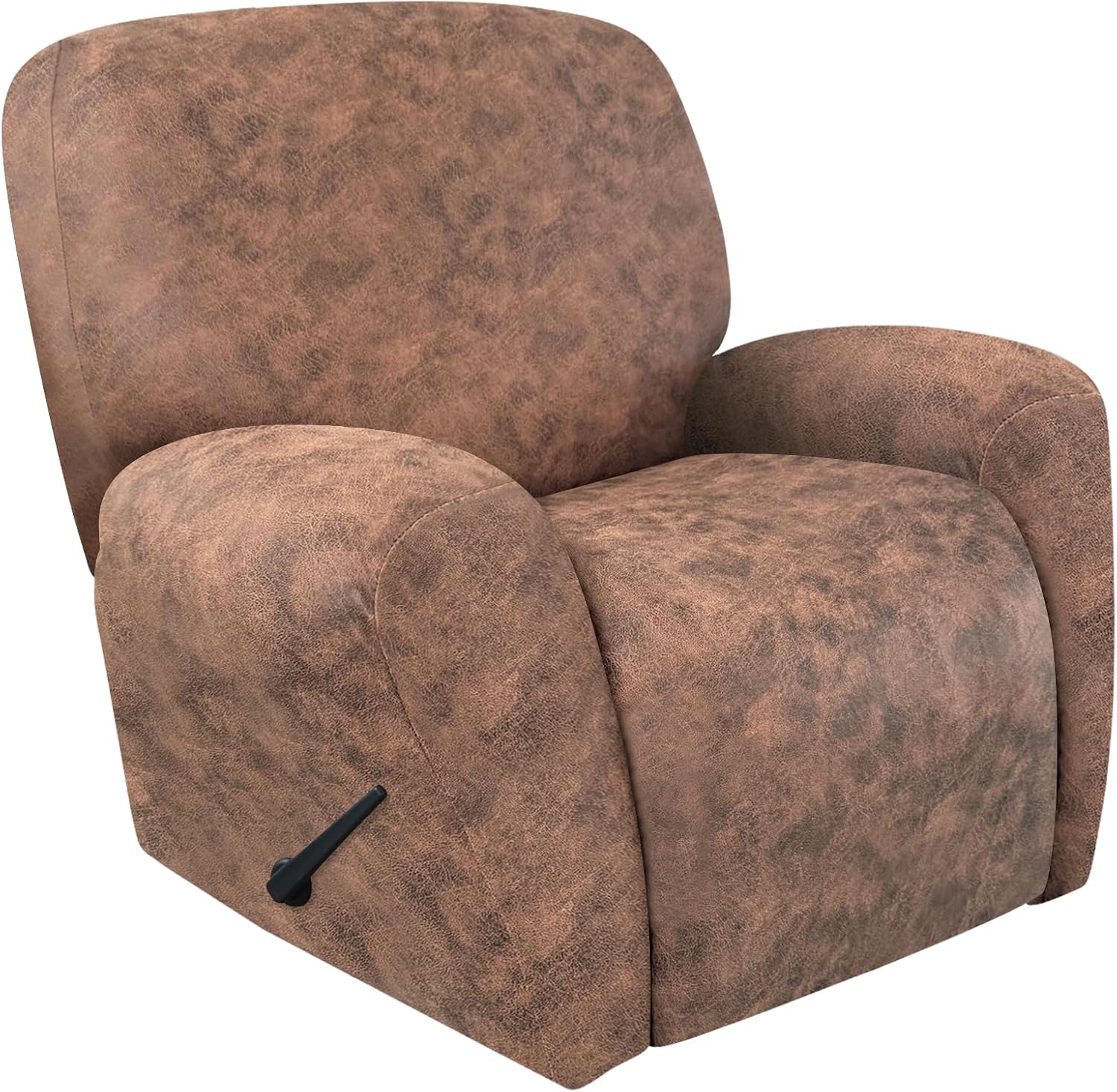 Leather Like Recliner Chair Covers Heavy Duty, 4 Pieces Lazy Boy Recliner Cover for Recliner Chair, Leather Cover for Recliner slipcovers Washable for Pets (Dark Brown)