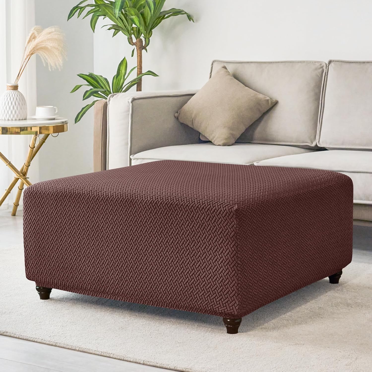 Stretch Knitted Jacquard Ottoman Cover