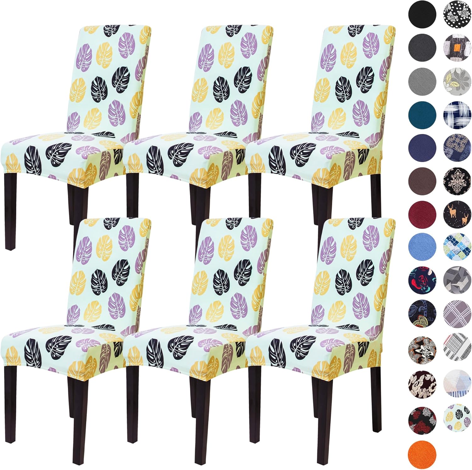 Sufdari Dining Chair Covers,Kitchen Cover,Parsons Slipcover,Spandex Protectors for Room Stretch Chairs Cover Set of 4 -Gray