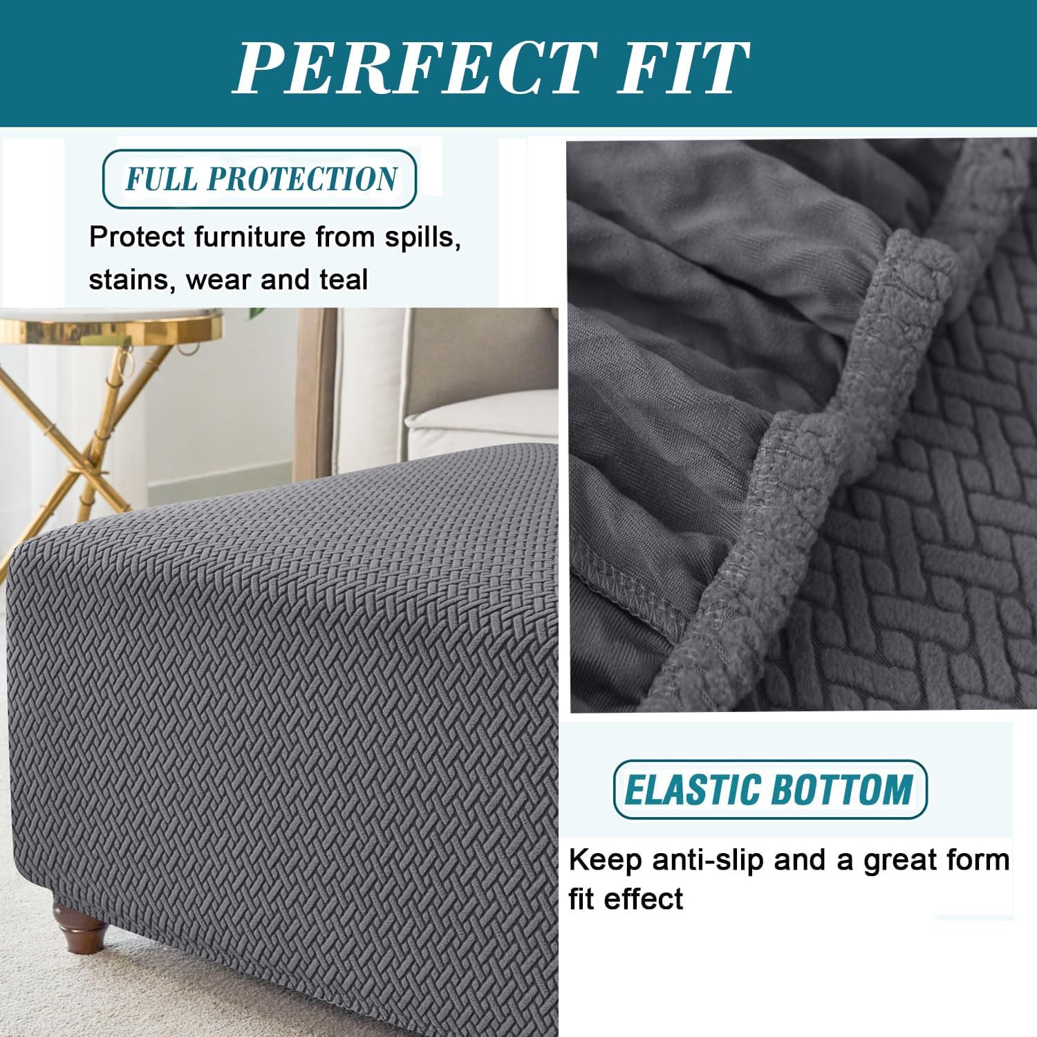 Stretch Knitted Jacquard Ottoman Cover