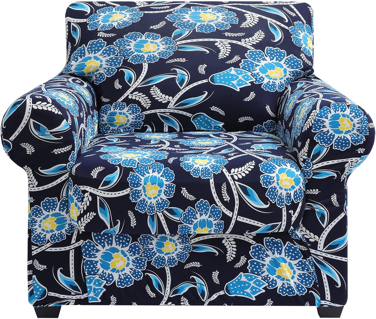 hyha Couch Covers, Chair/Sofa Covers, Floral Pattern, Stretch, Printed, 2 Pieces, Armchair Slipcover, Separate Couch Cushion Slipcover, Furniture Protector for Dogs(Armchair, Paisley Floral)
