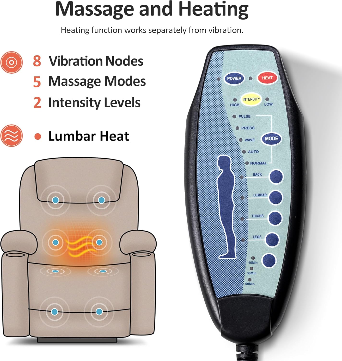 Electric Power Lift Recliner Chair Sofa with Massage and Heat