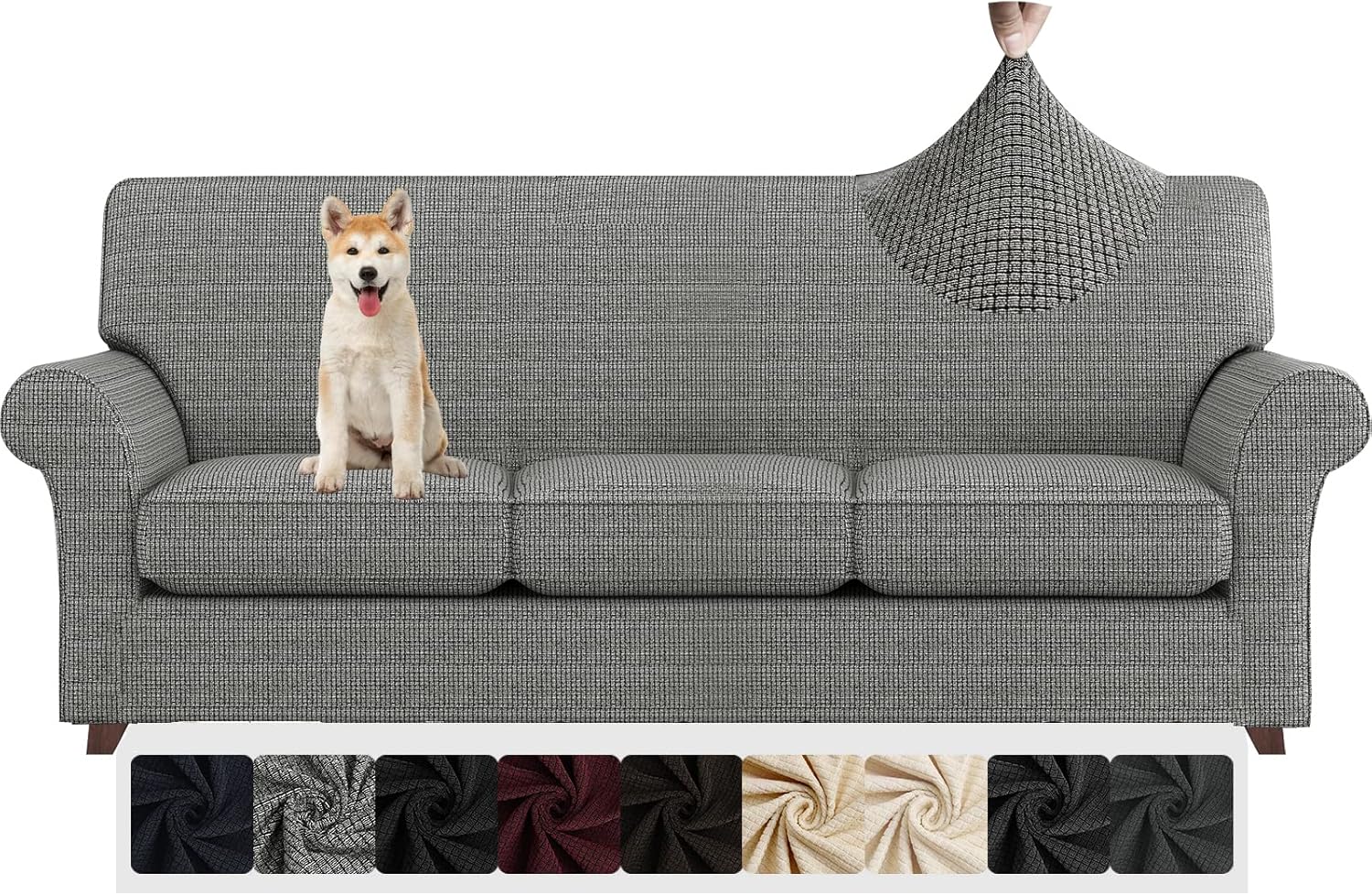 ZNSAYOTX 2 Piece Chair Covers for Living Room with Arms Anti Slip Stretch Arm Chair Slipcovers Sofa Armchair Slipcover Machine Washable Furniture Protector (Black and White, Chair)