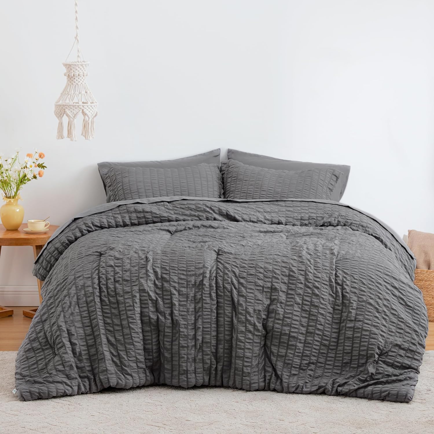 Dark Grey Queen Comforter Set 7 Pieces
