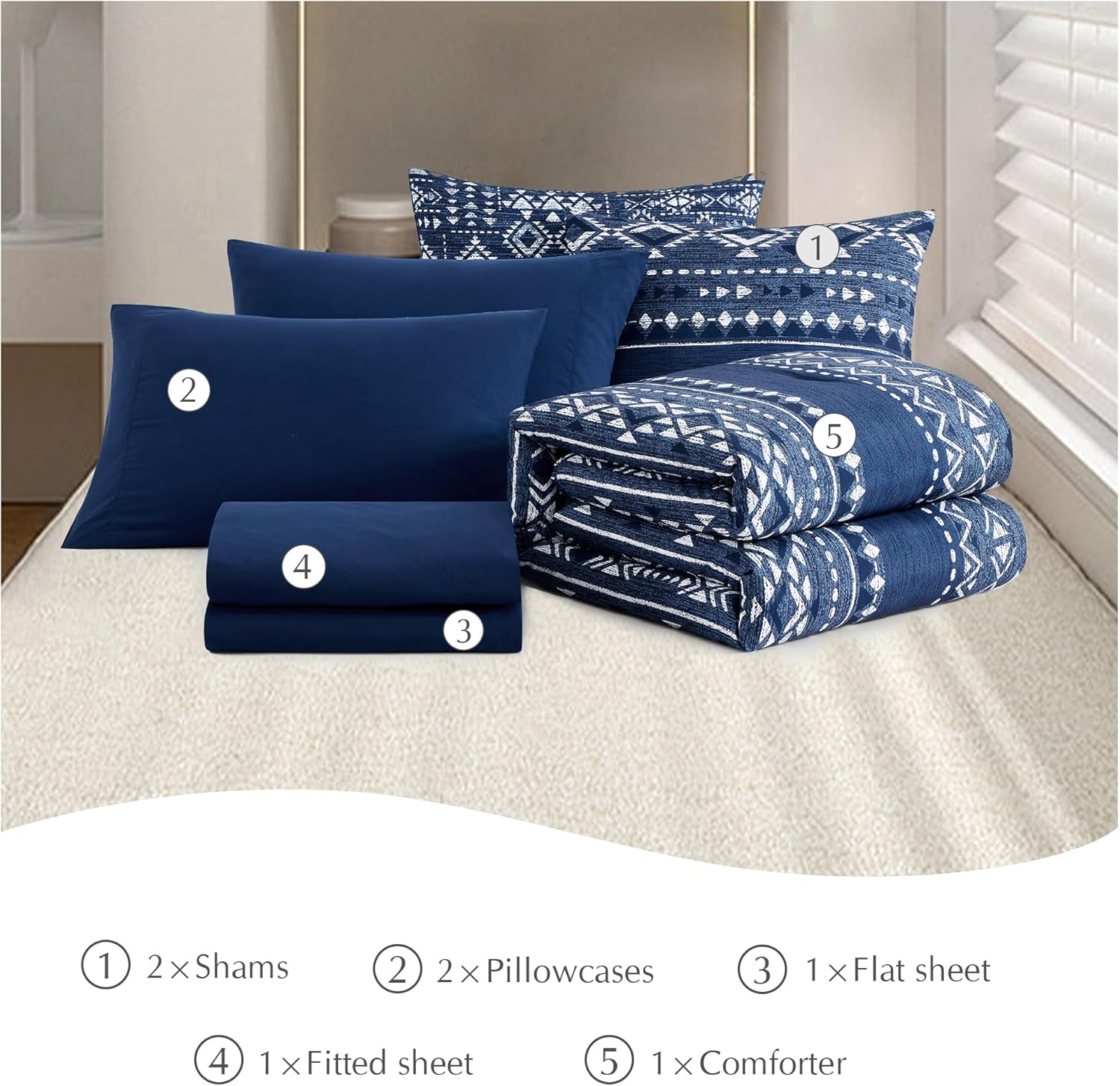 King Size Comforter Set- 7 Pieces