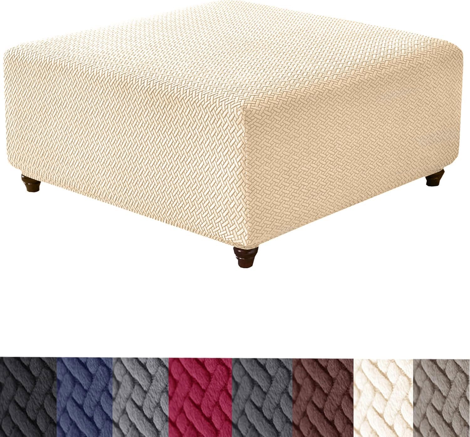 Stretch Knitted Jacquard Ottoman Cover