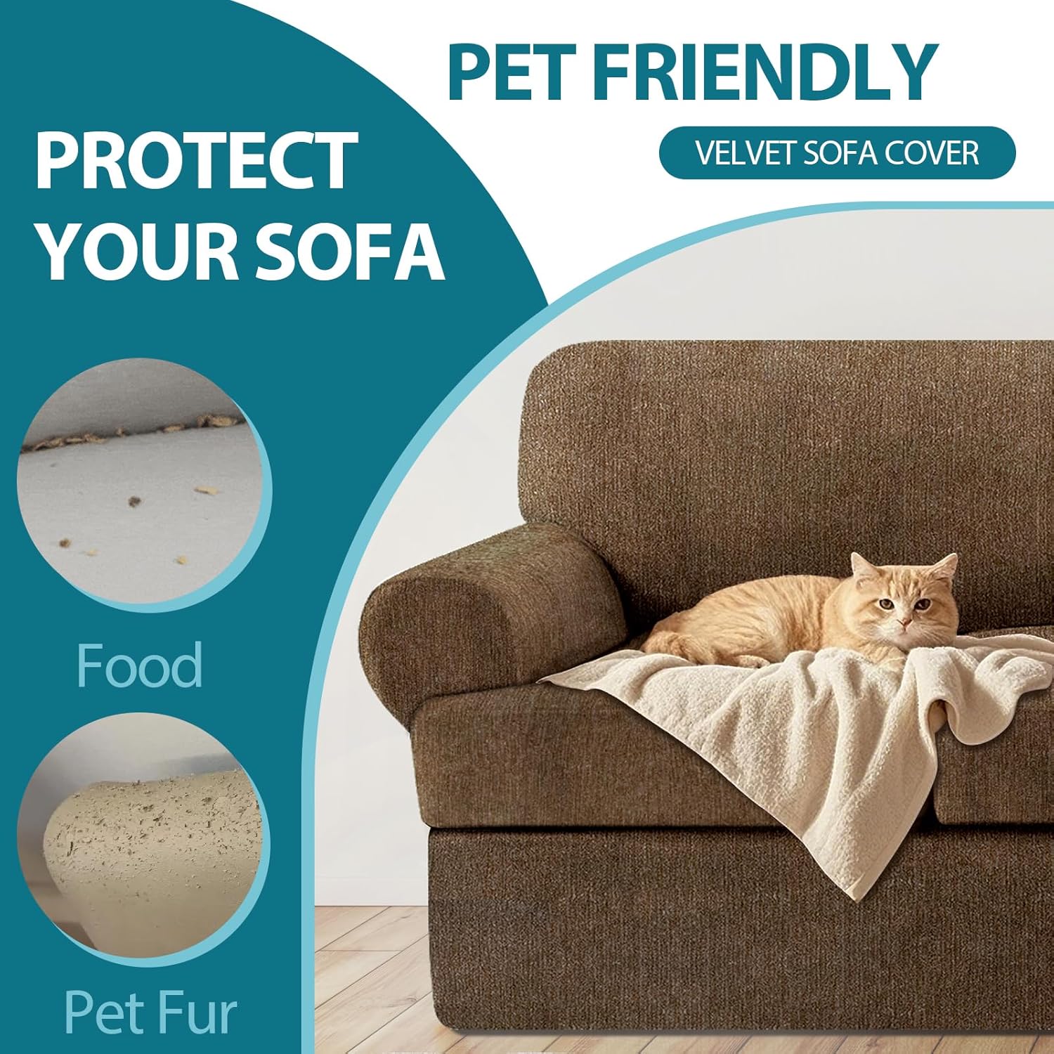 2 Pieces T Cushion Chair Covers