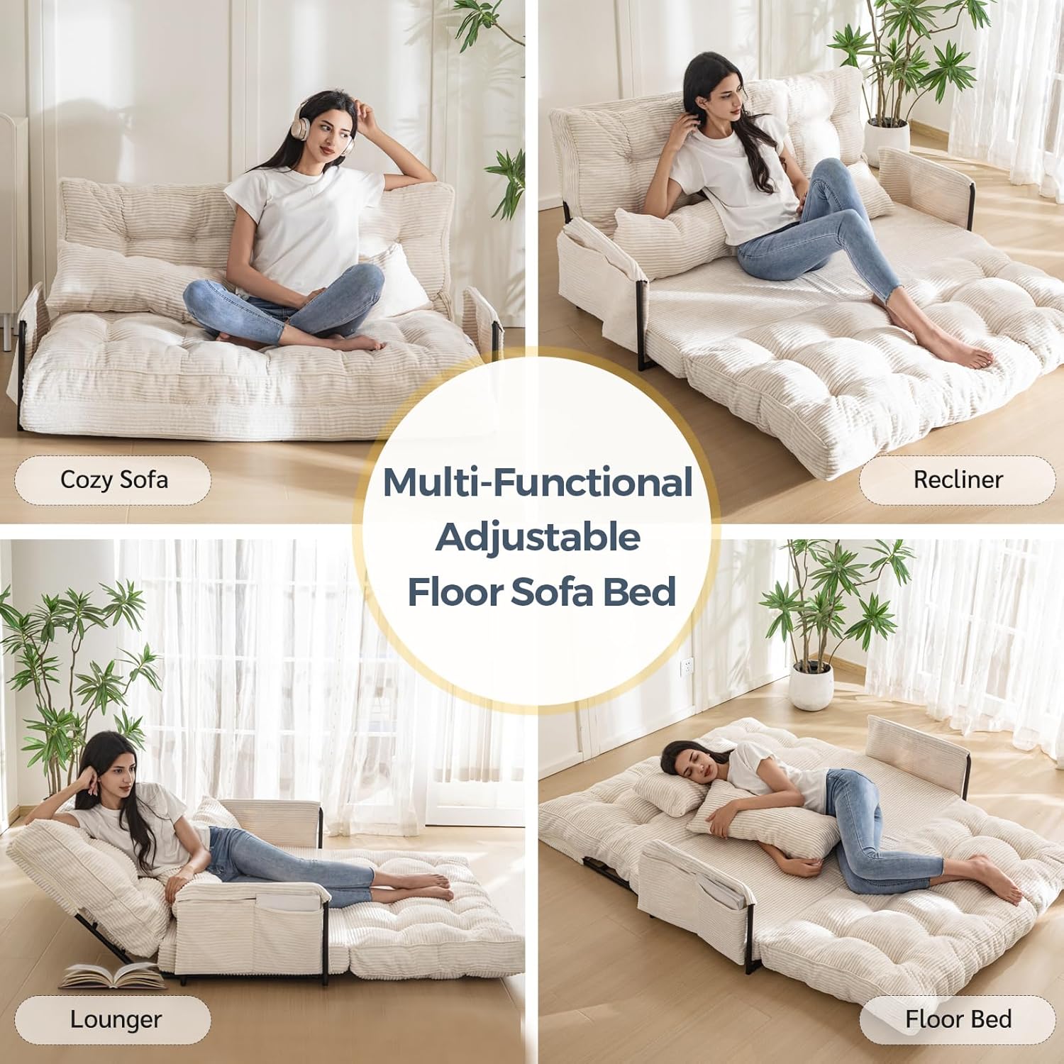 Adjustable Floor Sofa Couch with Pillow