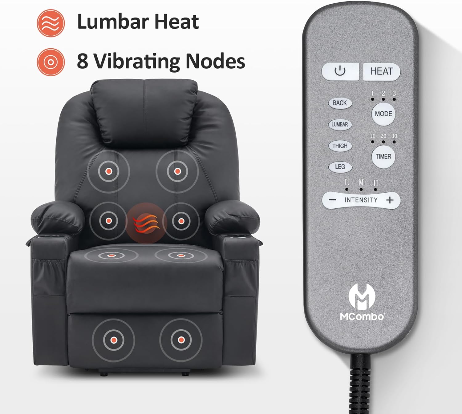 Electric Power Lift Recliner Chair Sofa with Massage and Heat