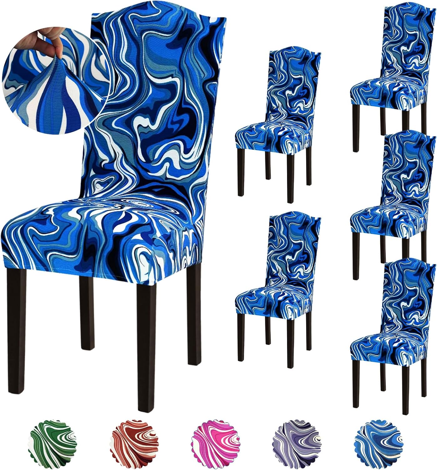 Stretch Dining Room Chair Covers Set of 6, Removable Washable Chair Covers for Dining Chairs,Dining Room, Hotel, Ceremony