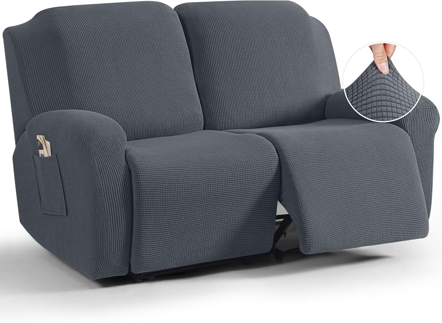 TAOCOCO Recliner Cover 4-Pieces, Recliner Stretch Sofa Slipcover, Recliner Cover 1 Seat, Couch Protector Soft, Furniture Protector Covers with Elastic,Chair Covers Jacquard Pattern (Grey)