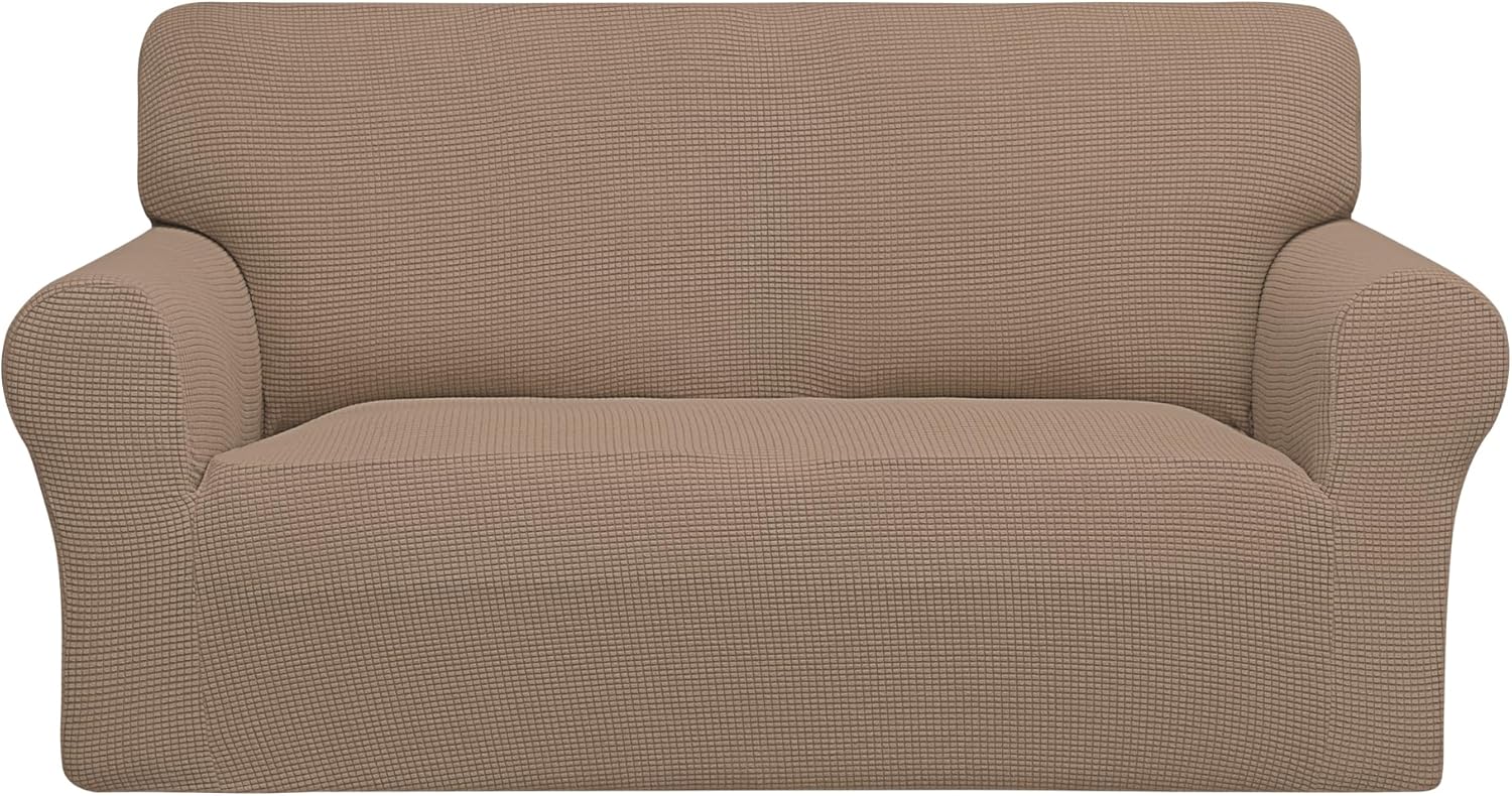 PureFit Stretch Chair Sofa Slipcover – Spandex Jacquard Non Slip Soft Couch Sofa Cover, Washable Furniture Protector with Non Skid Foam and Elastic Bottom for Kids (Chair, Dark Gray)