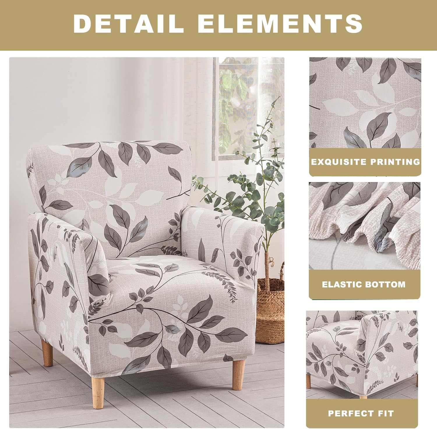 Printed Banquet Armchair Slipcovers Soft Chair Covers Armchair 1-Piece Stretch Chair Covers for Living Room Nonslip Outdoor Armchair Slipcover Kids Pets Friendly Furniture Protector,01