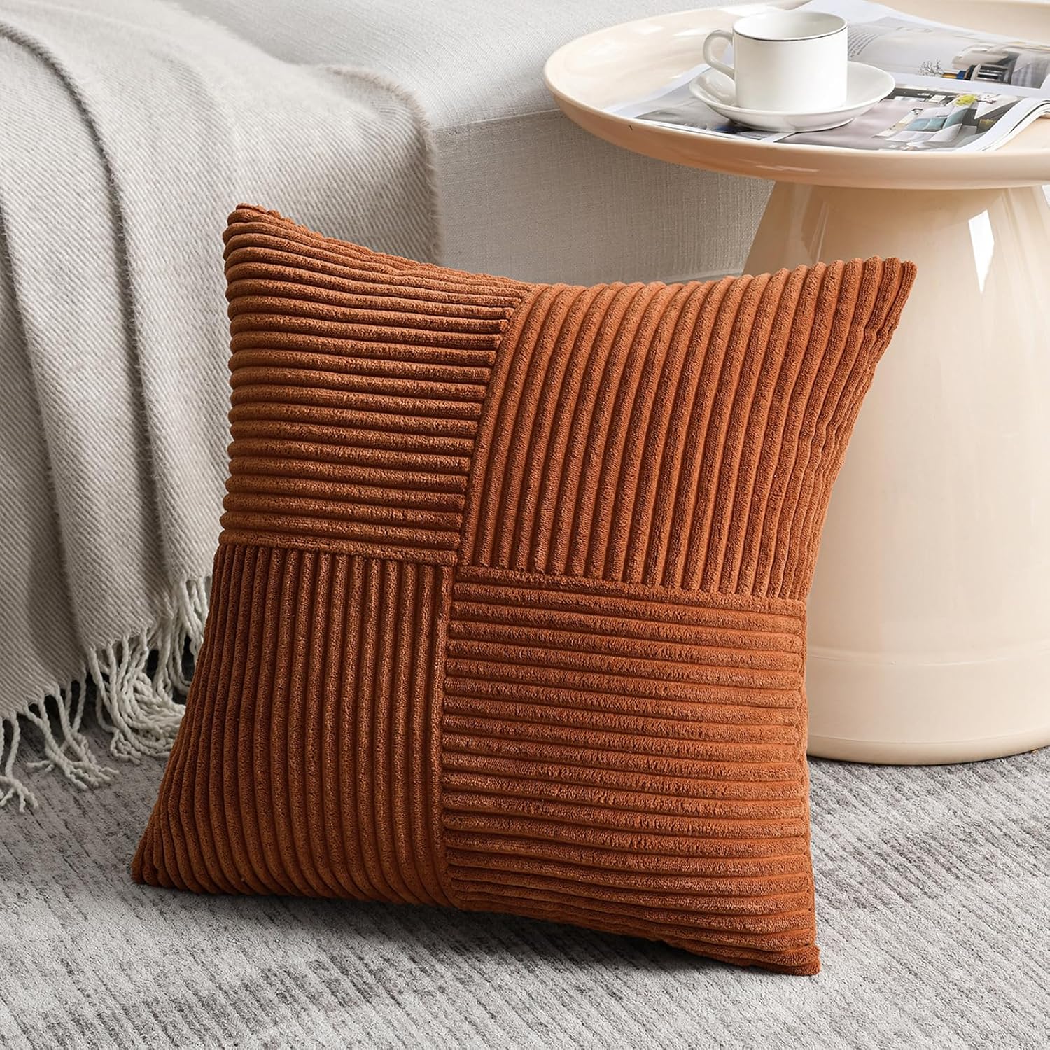 2 Packs Rust Boho Decorative Throw Pillow Covers