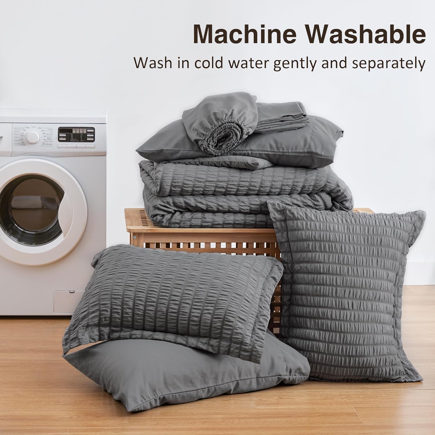 Dark Grey Queen Comforter Set 7 Pieces