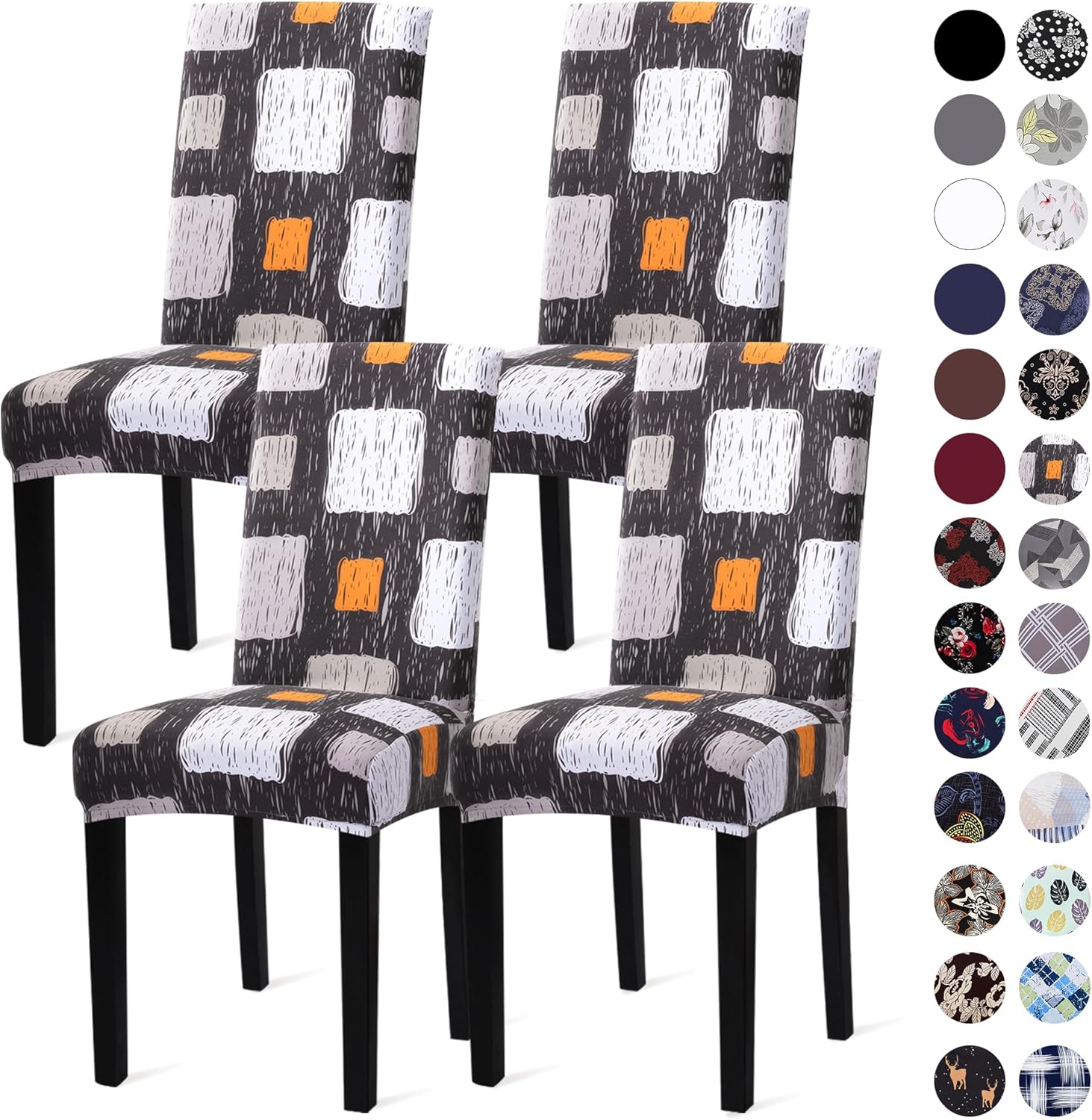 Sufdari Dining Chair Covers,Kitchen Cover,Parsons Slipcover,Spandex Protectors for Room Stretch Chairs Cover Set of 4 -Gray