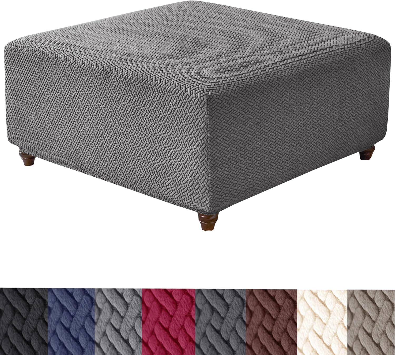 Stretch Knitted Jacquard Ottoman Cover