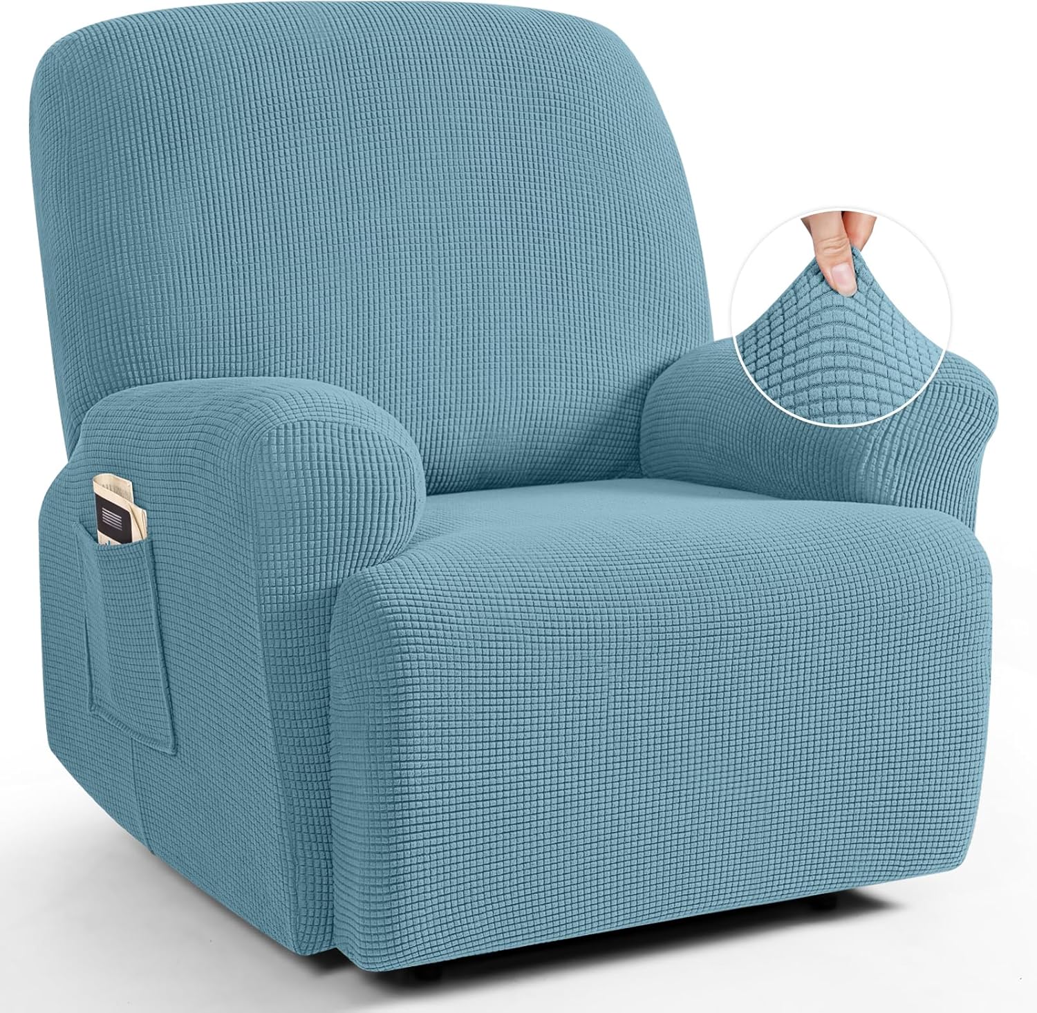 TAOCOCO Recliner Cover 4-Pieces, Recliner Stretch Sofa Slipcover, Recliner Cover 1 Seat, Couch Protector Soft, Furniture Protector Covers with Elastic,Chair Covers Jacquard Pattern (Grey)