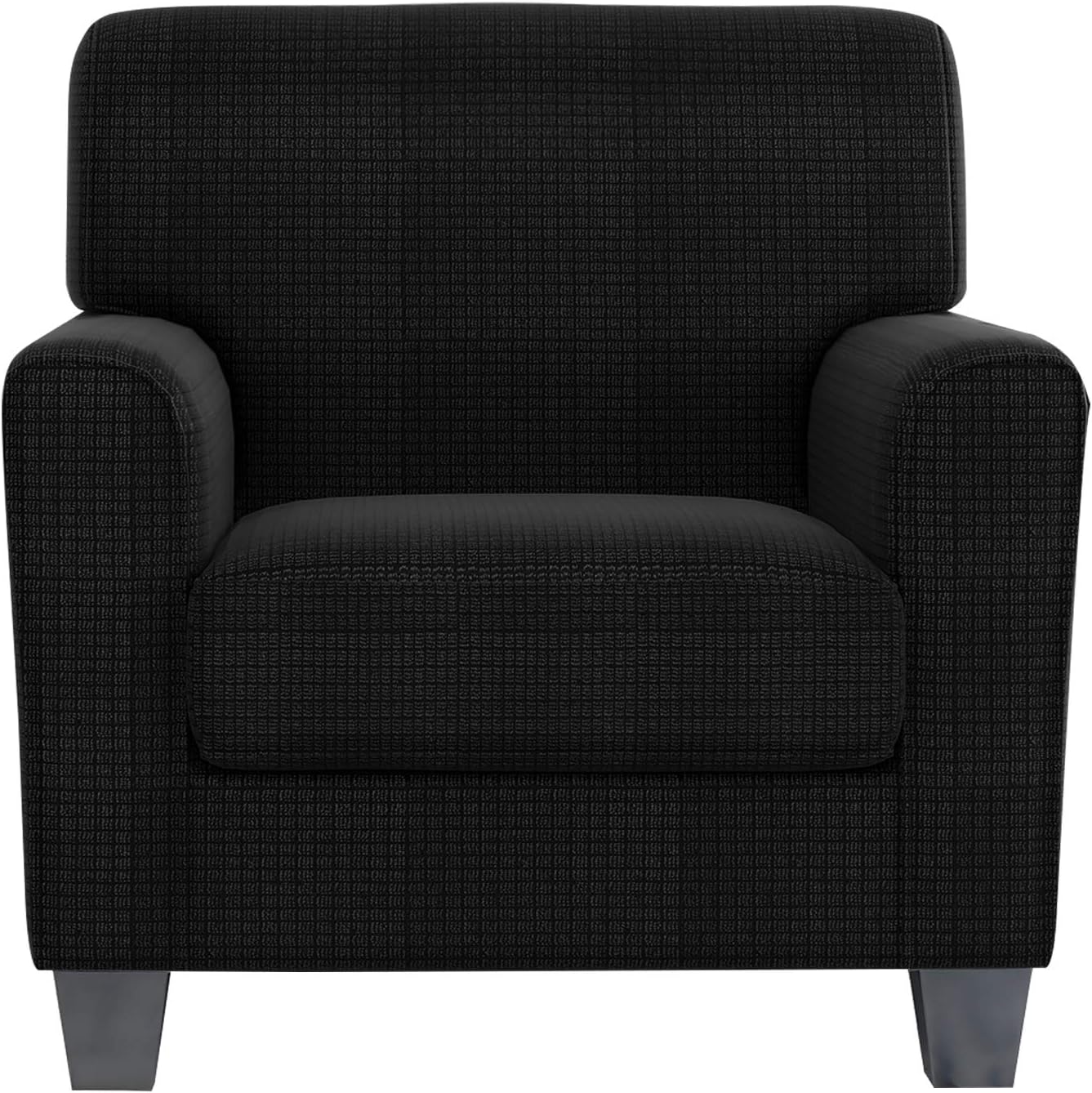 ZNSAYOTX 2 Piece Chair Covers for Living Room with Arms Anti Slip Stretch Arm Chair Slipcovers Sofa Armchair Slipcover Machine Washable Furniture Protector (Black and White, Chair)