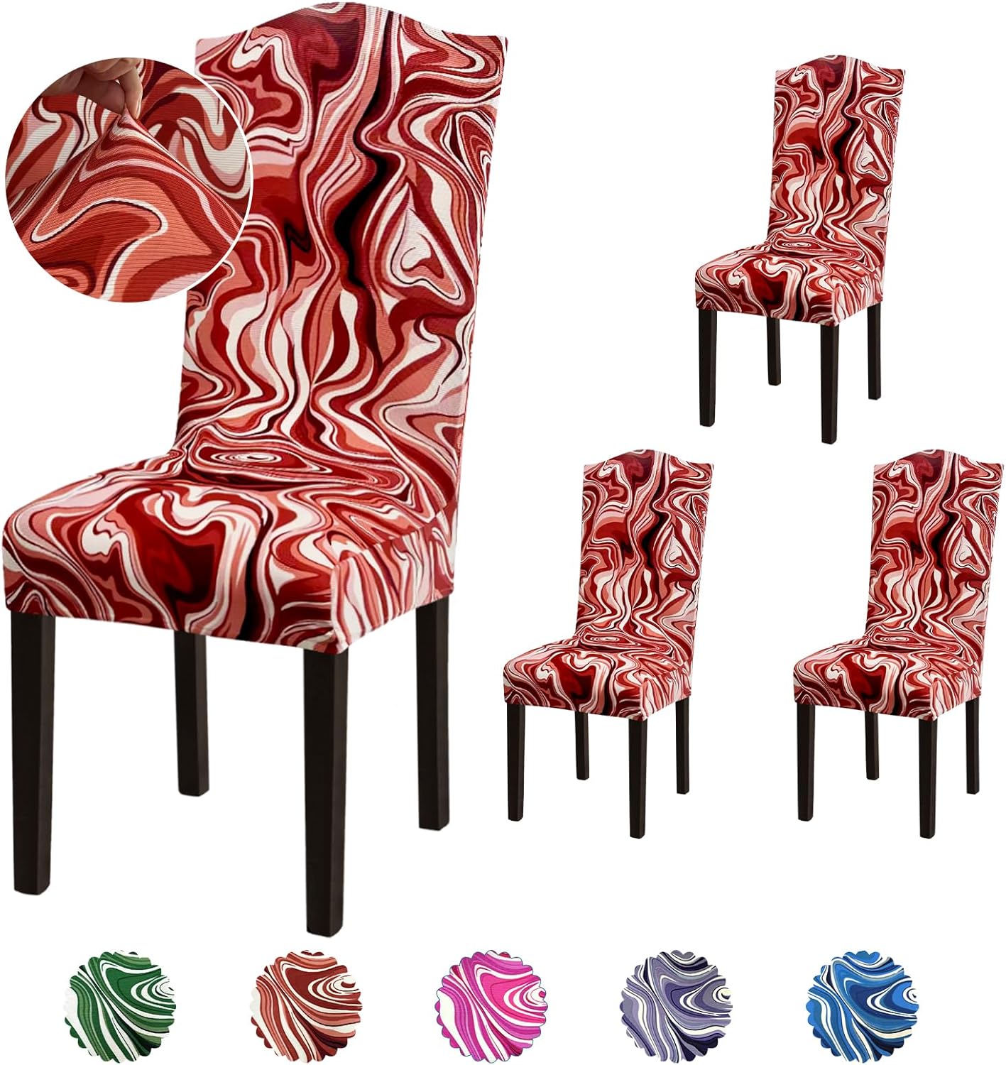 Stretch Dining Room Chair Covers Set of 6, Removable Washable Chair Covers for Dining Chairs,Dining Room, Hotel, Ceremony