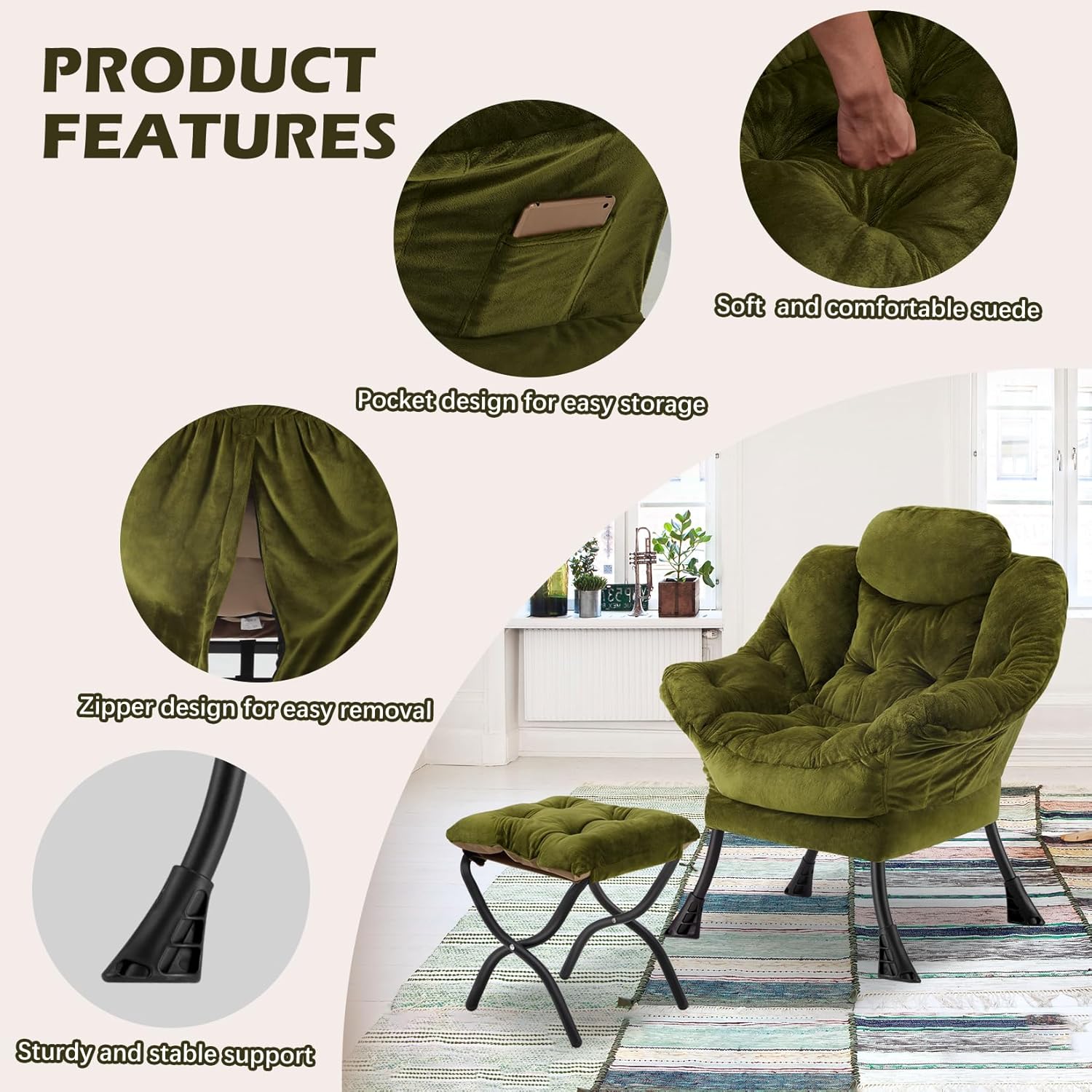 Lazy Chair with Folding Ottoman
